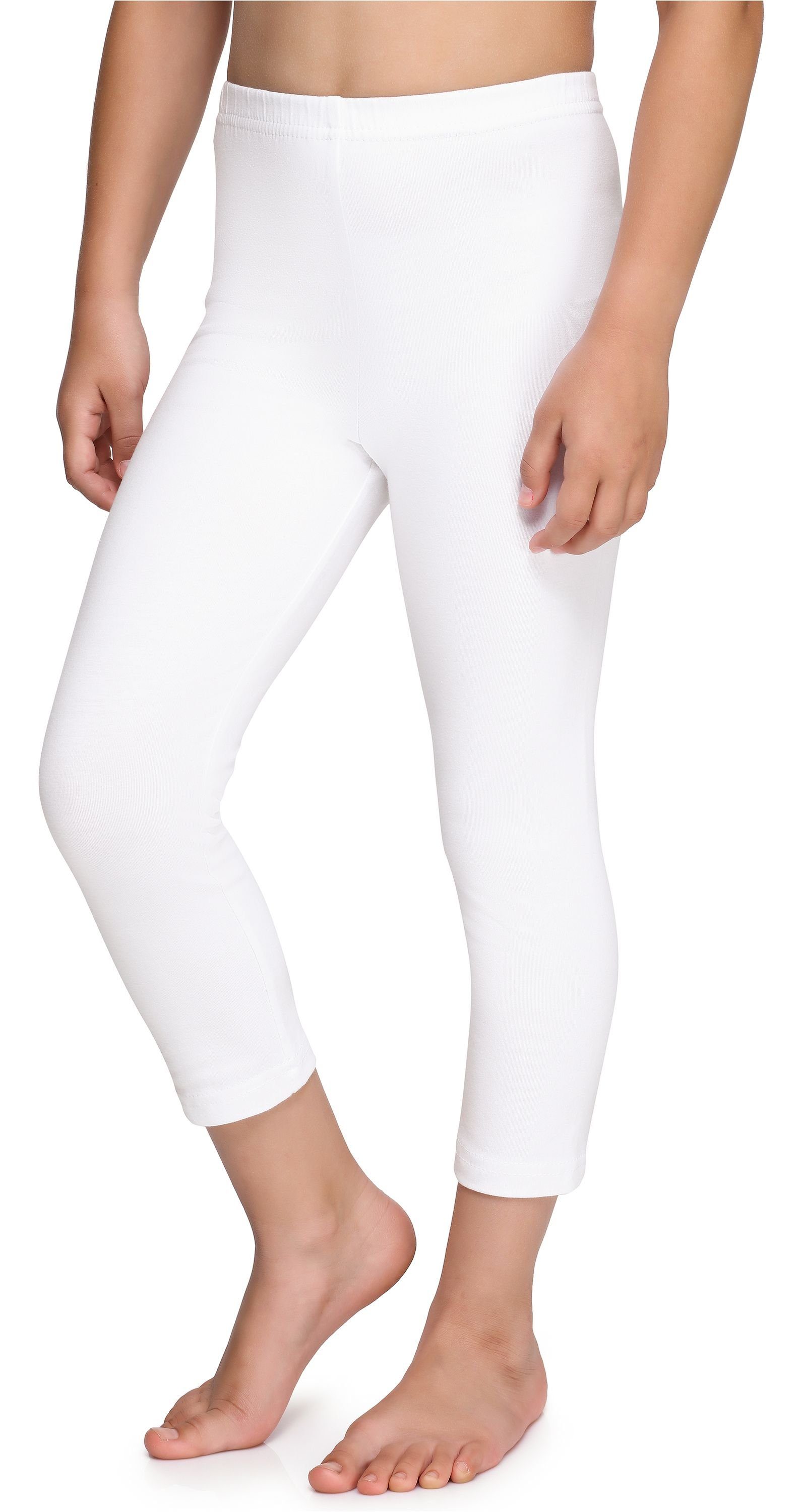 3/4 MS10-226 Style Weiß Mädchen aus Merry Baumwolle (1-tlg) Capri Leggings Bund elastischer Leggings