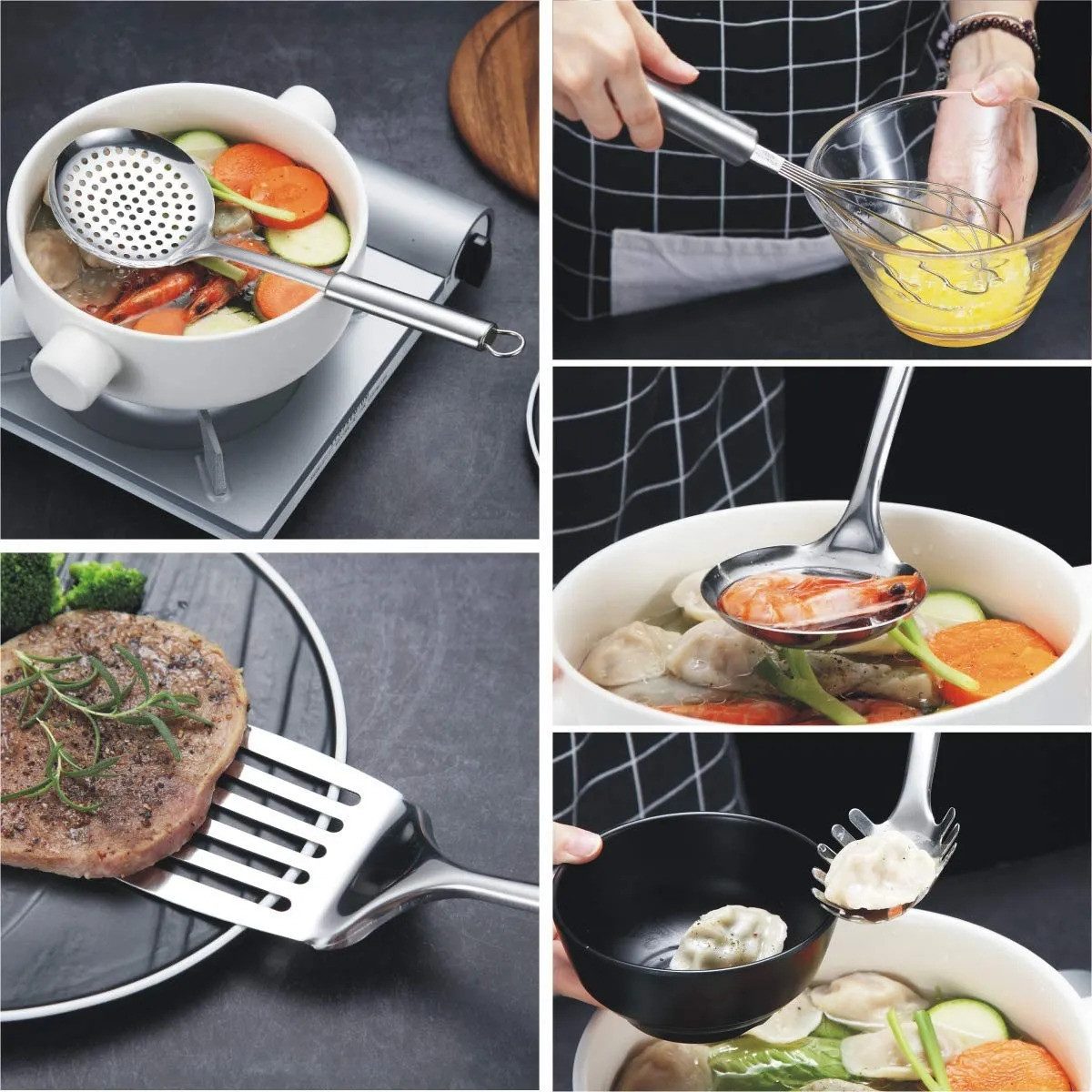 Refined Living Kochbesteck-Set 11-teiliges Edelstahl-Küchengerät Set Küchenhelfer Kochgeschirr (Spar-Set, 11-tlg.Kochzubehör, Küchenhelfer, Bestecksets zum Koch – Bild 3 von 5