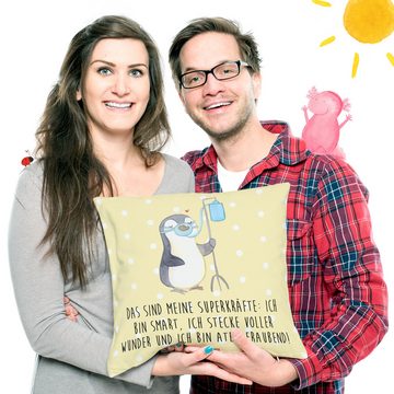 Mr. & Mrs. Panda Dekokissen Pinguin Sauerstoff - Gelb Pastell - Geschenk, Kissenhülle, Sauerstof, Einzigartige Designs