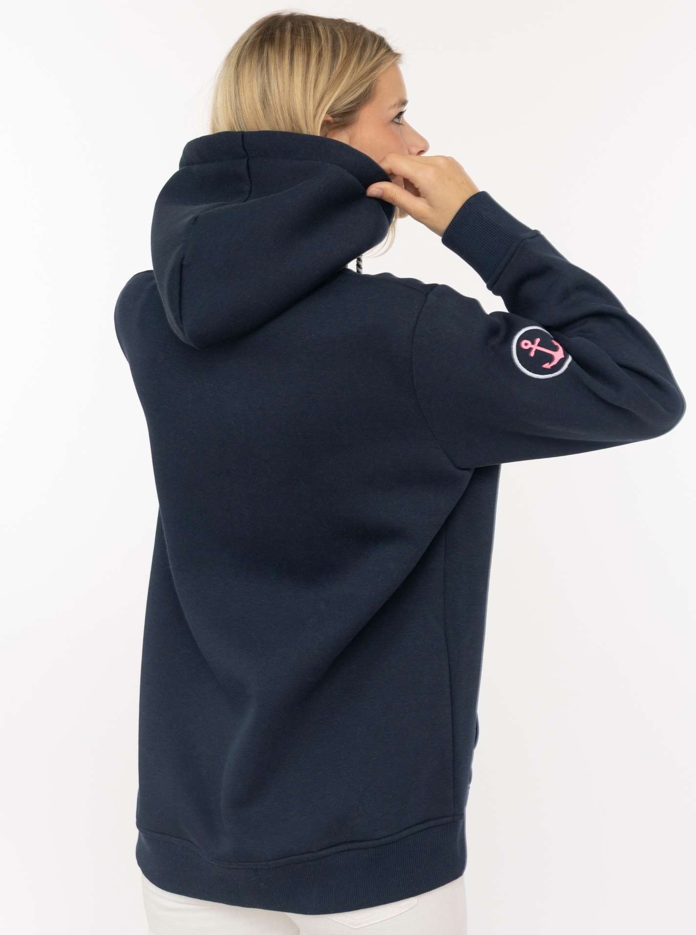 Zwillingsherz Hoodie "Moin Moin" auffälliges Front Logo, Anker am Arm, Kapuze mit Kordel, Kängurutasche