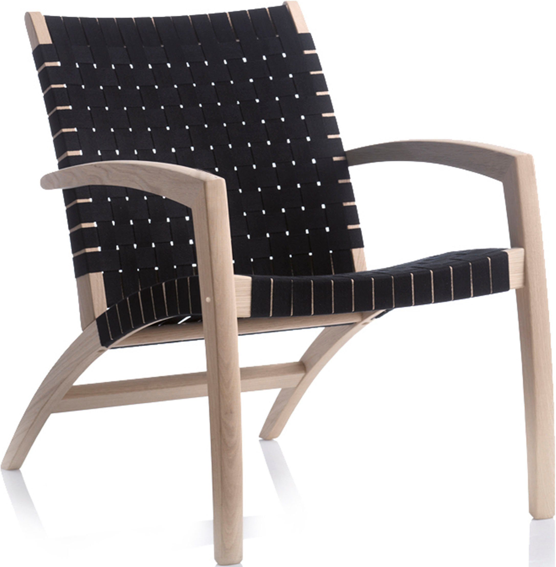 Hammel Furniture Loungesessel Findahl by Hammel Luna, aus massiver Eiche, Sitz und Rückenlehne aus geflochtenem Gurtband Eiche Weißpigmentiert | Schwarz Flechgurtband | Natur