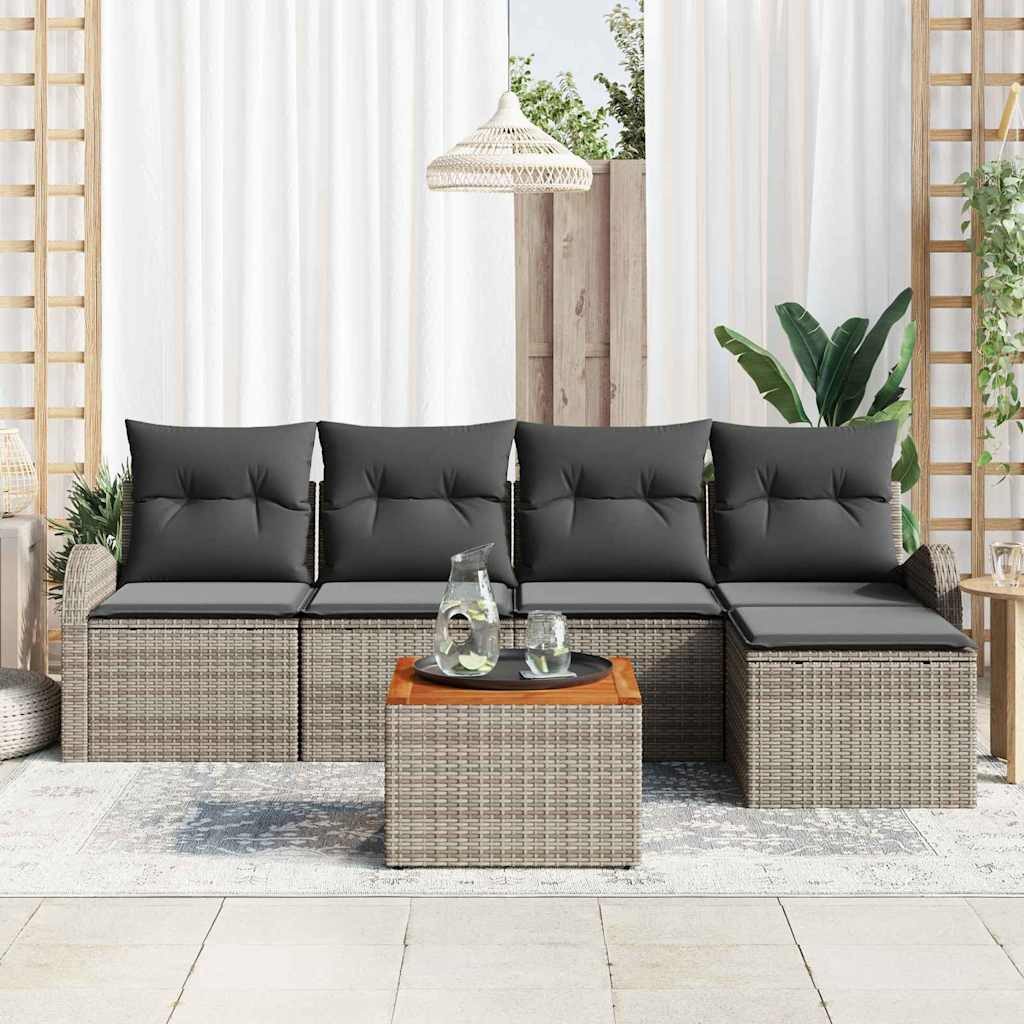 vidaXL Gartenlounge-Set Garten-Sofa-Set 6 pcs Grau, (6-tlg)