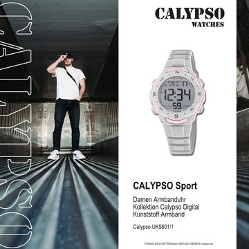 CALYPSO WATCHES Digitaluhr Calypso Damen Uhr Digital Sport K5801/1, Damenuhr rund, mittel (ca. 35mm), Kunststoffarmband, Sport-Style