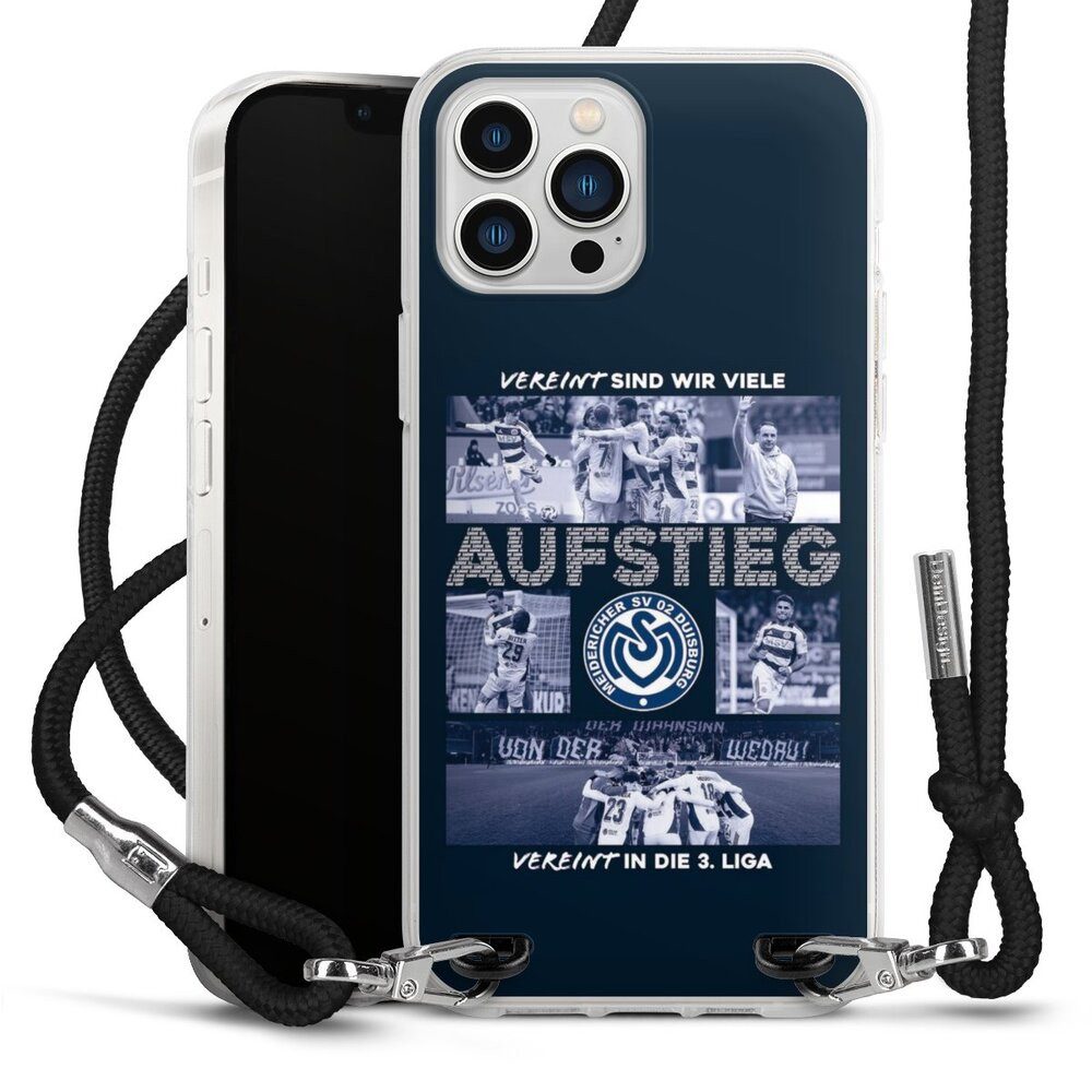 DeinDesign Handyhülle MSV Duisburg Aufstieg Offizielles Lizenzprodukt, Apple iPhone 13 Pro Max Handykette Hülle mit Band Case zum Umhängen