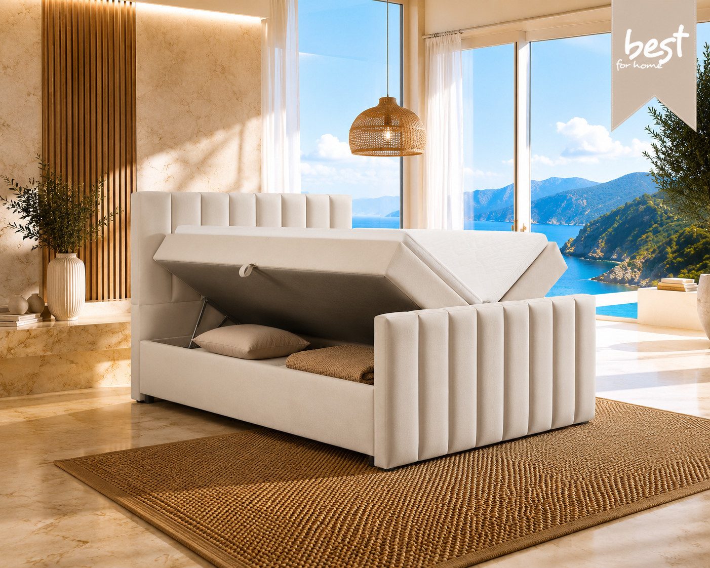 Best for Home Boxspringbett Trinity K10 mit Stauraum, Bonellmatratze & Komfort-Topper T30 (Boxspringbett-Set, 1-St., 140x200 160x200 180x200 200x200 cm), Ergonomischer Schlafkomfort, praktischer Stauraum
