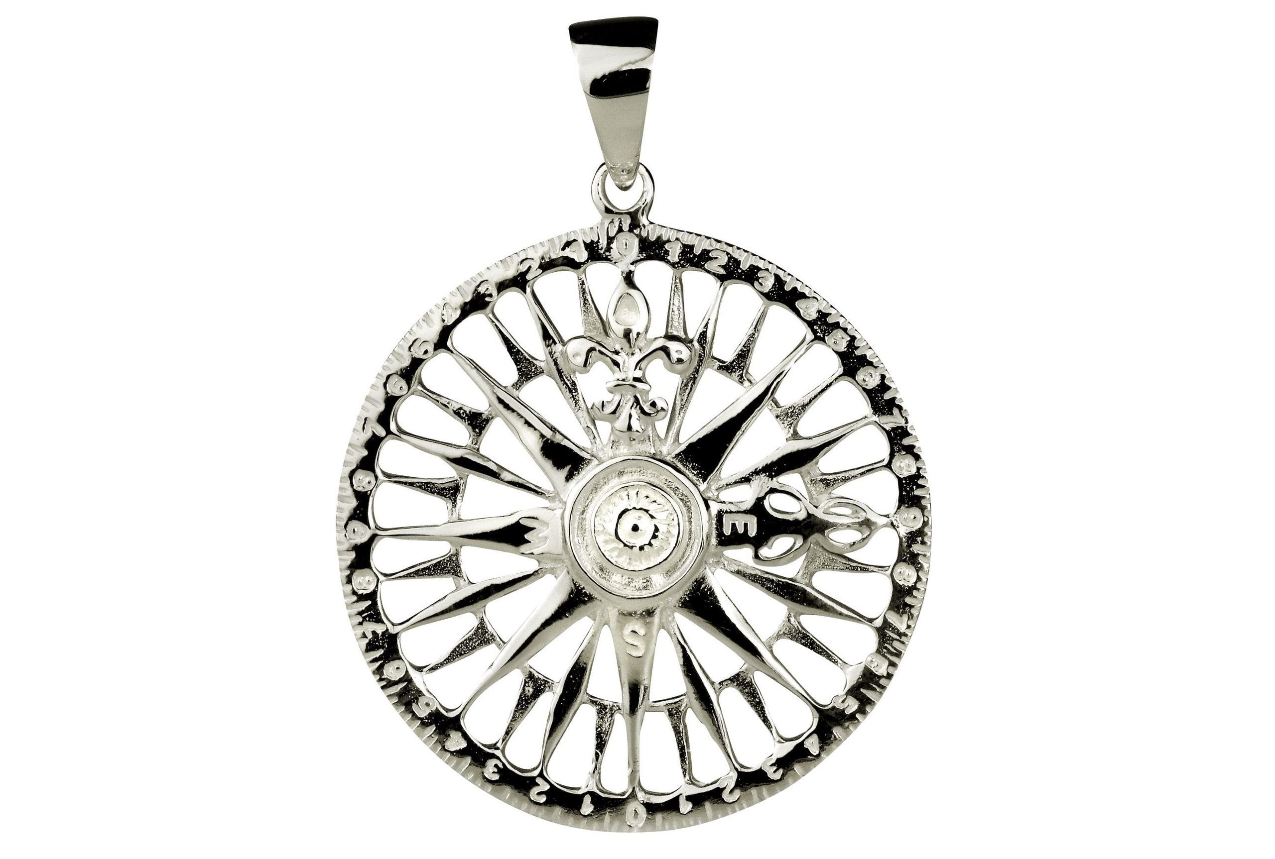 SILBERMOOS Kettenanhänger Kompass-Anhänger, 925 Sterling Silber