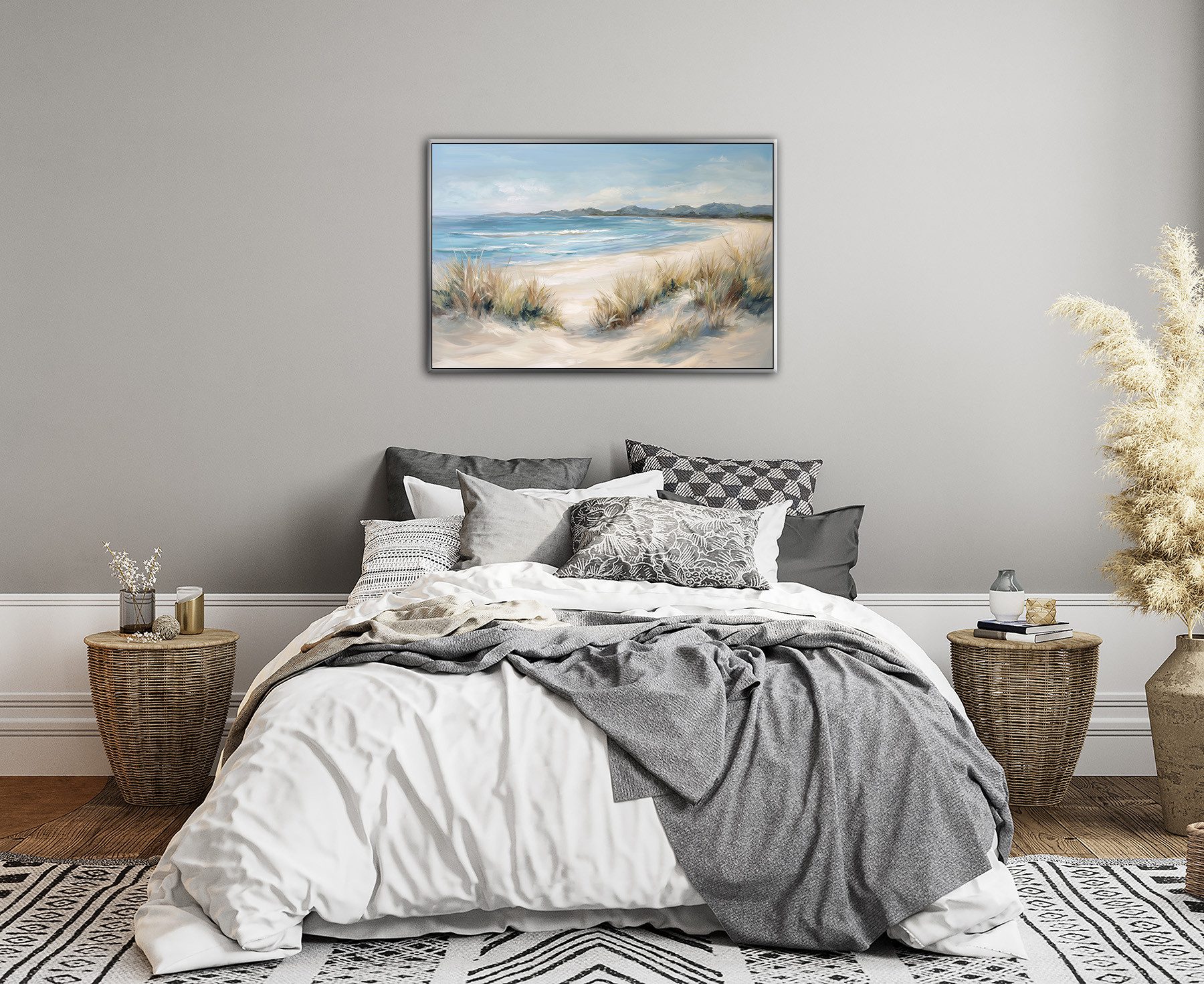 Bönninghoff Ölgemälde handarbeit gerahmt STRAND 60x90 cm – Wandbild modern, Küste, Meer, Strand, handgefertigt, jedes Bild ein Unikat, Schattenfugenrahmen – Bild 5 von 5