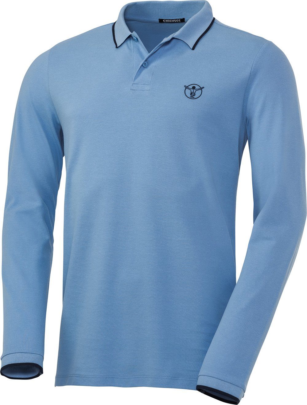 Chiemsee Langarm-Poloshirt aus formstabilem Baumwoll-Piqué hellblau