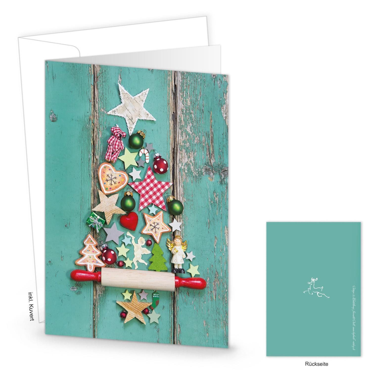Logbuch-Verlag Klappkarte Weihnachtskarten DIN A6 hoch Klappkarten mit Umschlag – Weihnachtsbaum