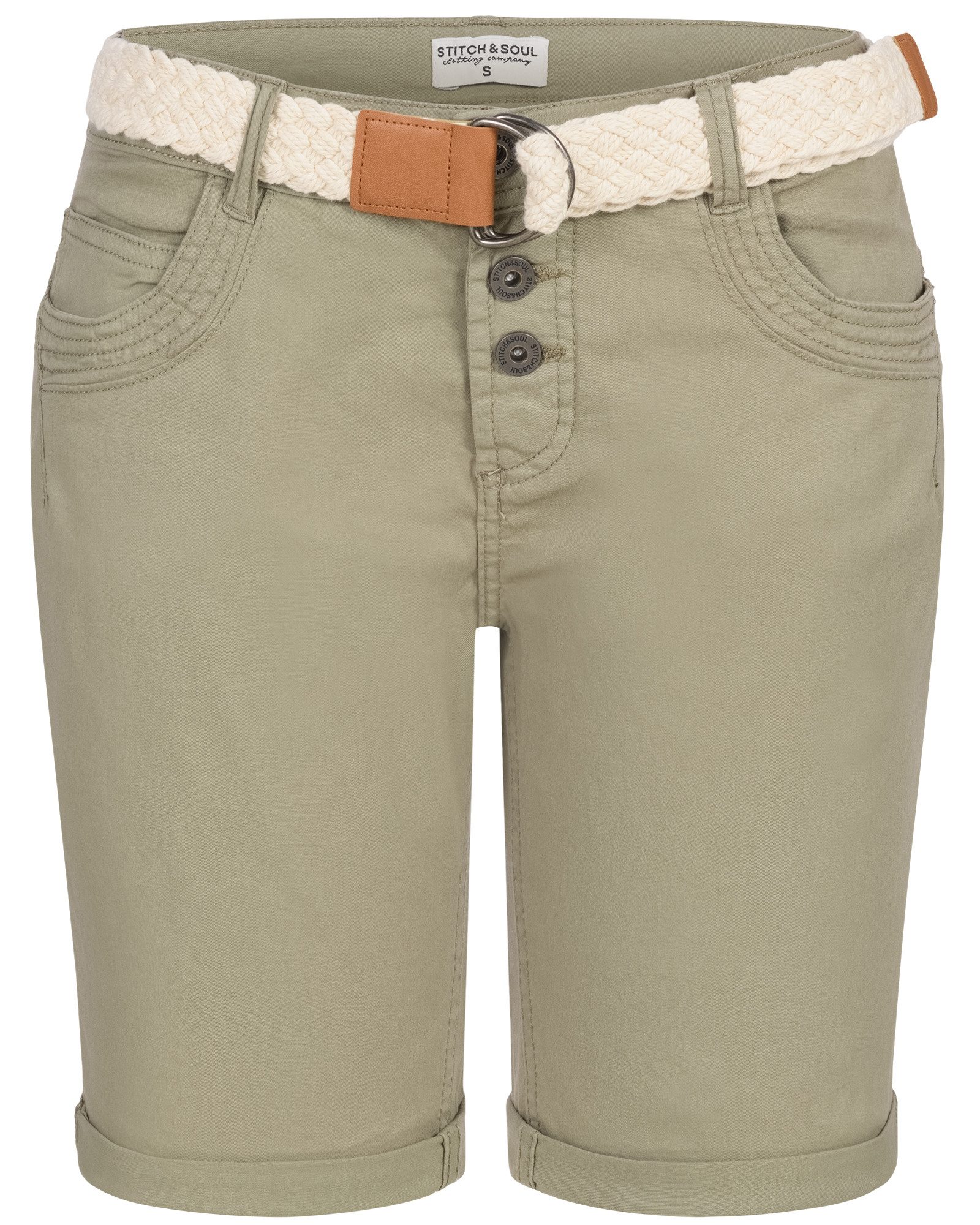 Stitch & Soul Bermudas Damen Short Bermuda kurze Hose Sommer Chino Stoff Ho günstig online kaufen