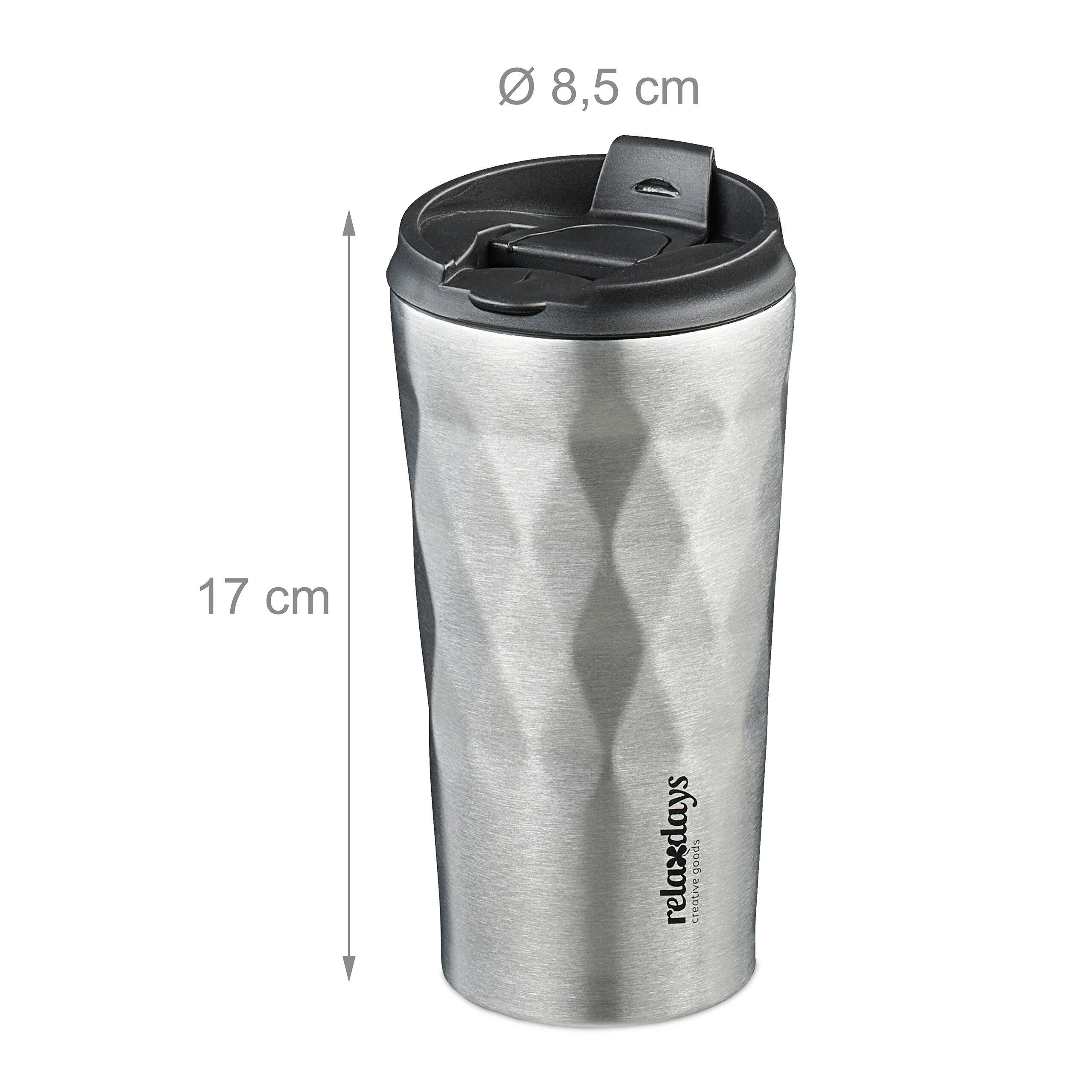 relaxdays Thermobecher Edelstahl 350ml, Edelstahl