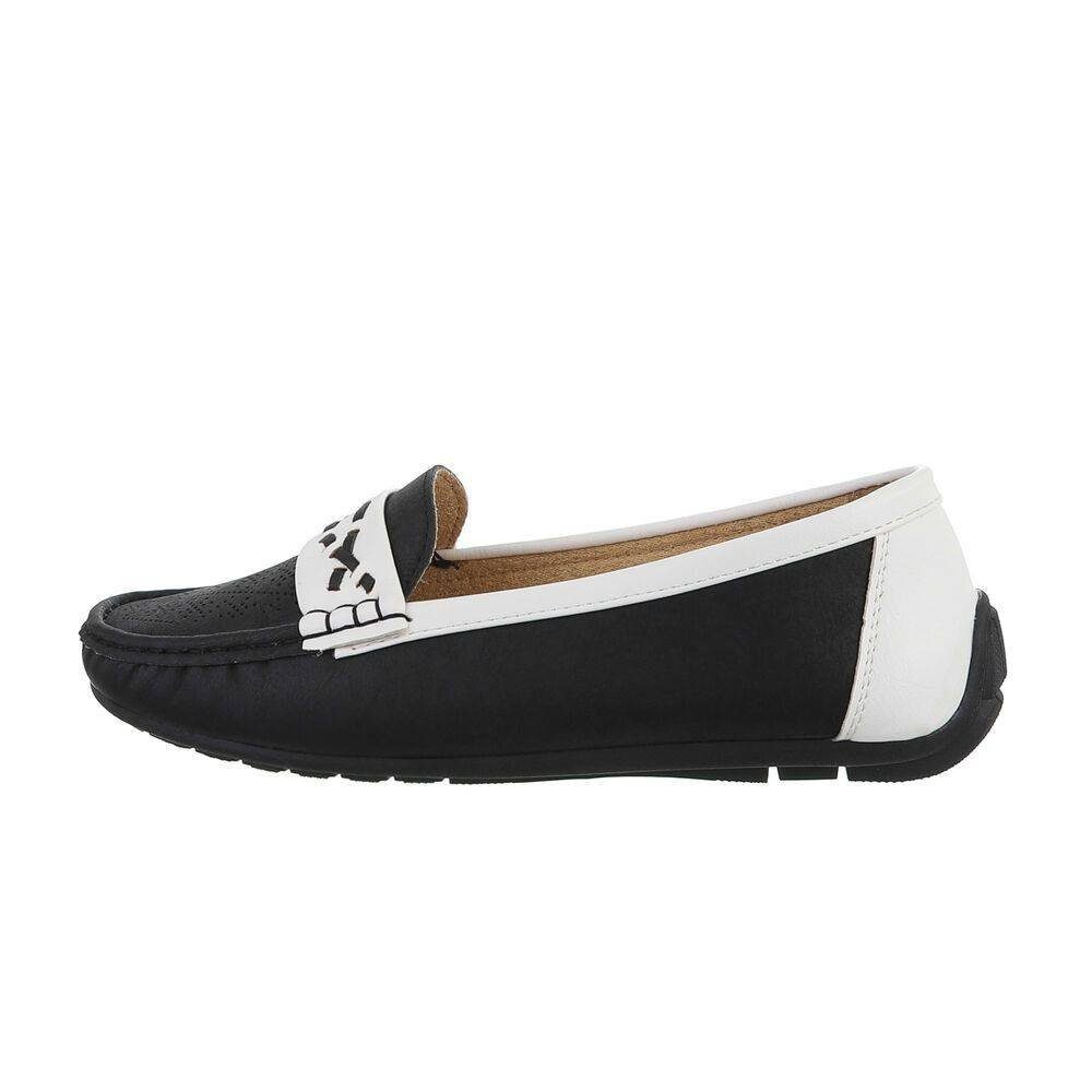 Ital-Design Damen Mokassins Freizeit Slipper Flach Mokassins in Schwarz