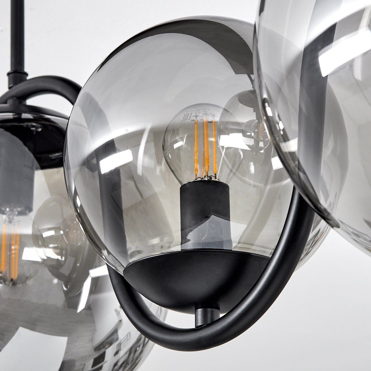 E14 moderne hofstein Rauchglas, Metall/Glas Leuchtmittel, aus Schwarz/Rauchfarben, Schirmen in ohne Deckenleuchte mit »Conca« Deckenlampe