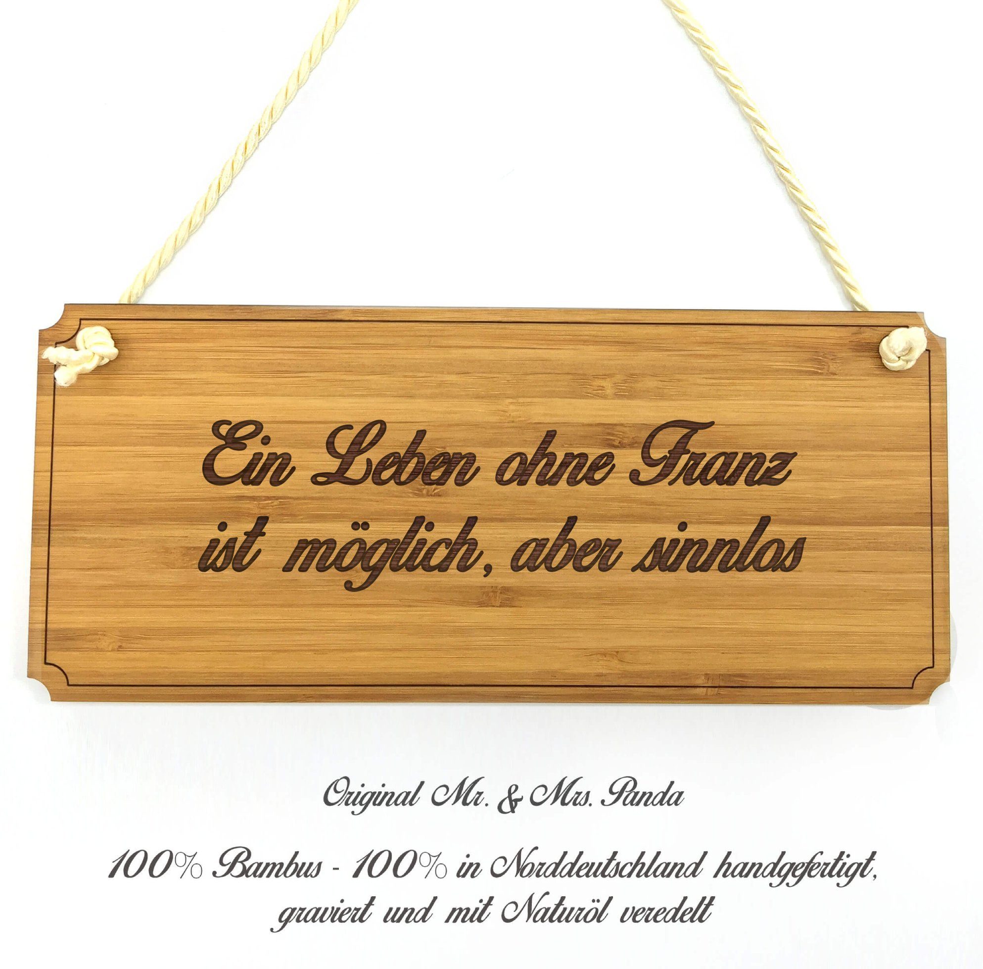 Mr. & Mrs. Panda Hinweisschild Franz - Geschenk, Dekoschild, Holztafel, Shabby, Küchenschild, Holzsc, (1 St)