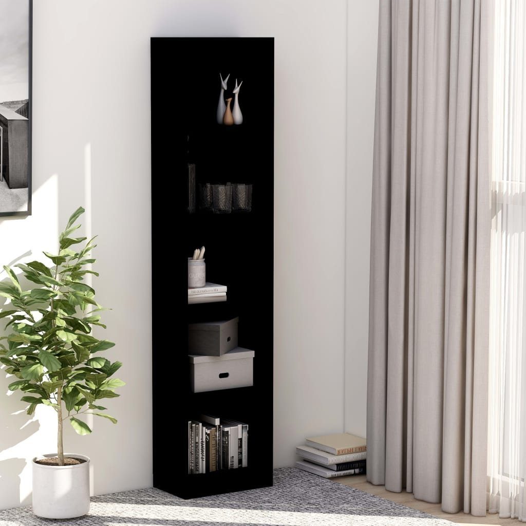 furnicato Bücherregal 5 Fächer Schwarz 40x24x175 cm Holzwerkstoff