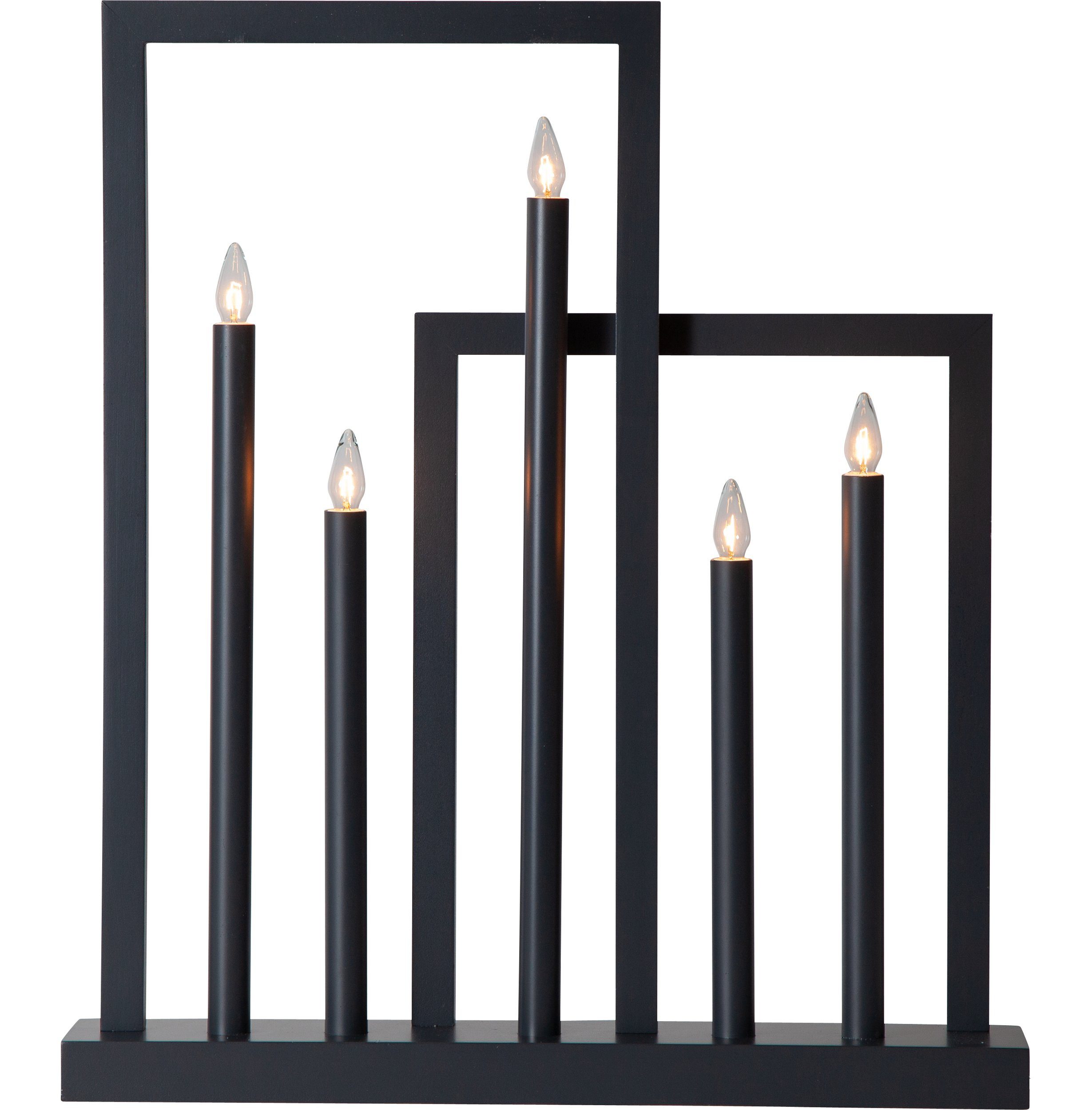 EGLO Kerzenständer Frame, LED Kerzenständer Weihnachten Holz Anthrazit Warmweiß Fensterdek