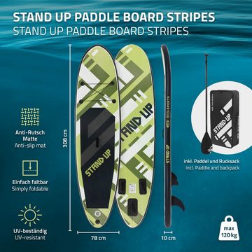 ECD Germany SUP-Board Stand Up Paddle Board aus PVC Paddelboard, Surfboard Grün ‎308x76x10 cm mit Anti-Rutsch Belag Komplett Set