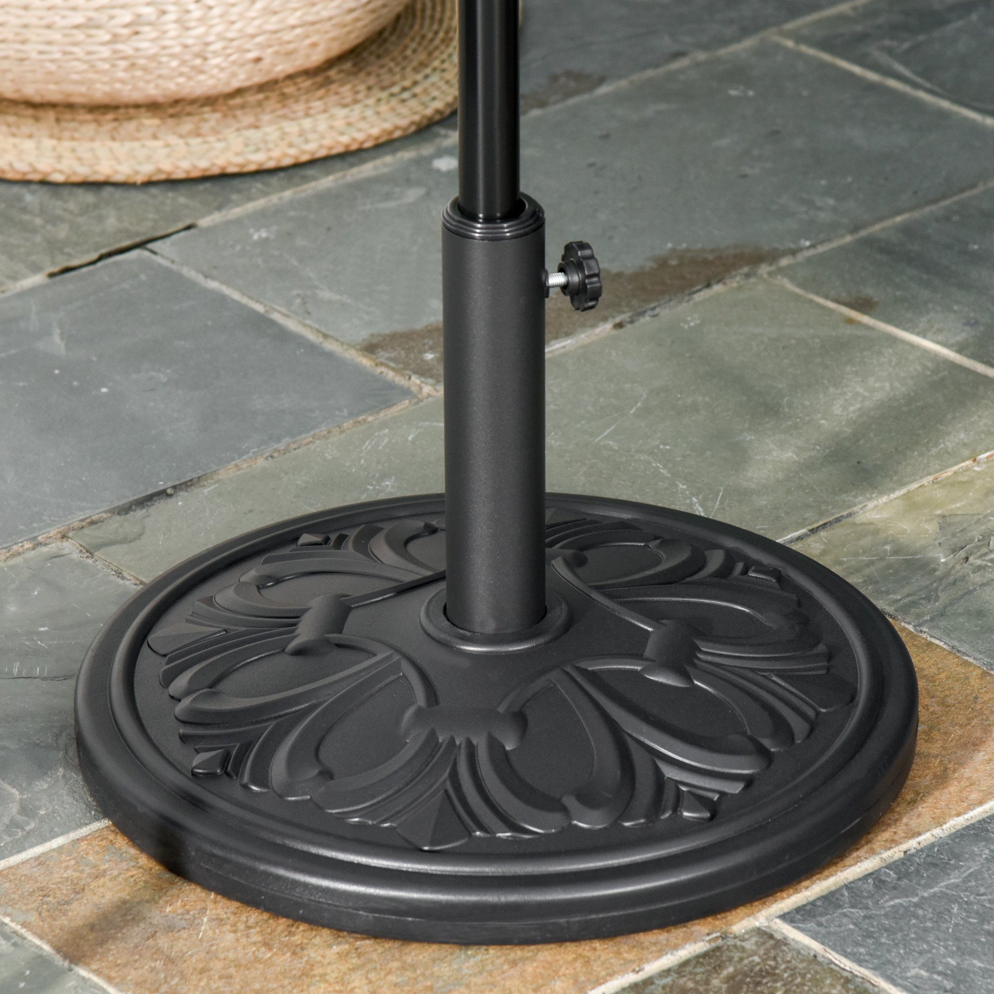 Outsunny Schirmständer Sonnenschirmständer13 kg Ständer Schirm (Schirmfuß, 1 St., Schirmständer), Ø35,Ø38,Ø48mm Kunststoff + Zement Antik Schwarz Ø48 x 34 cm