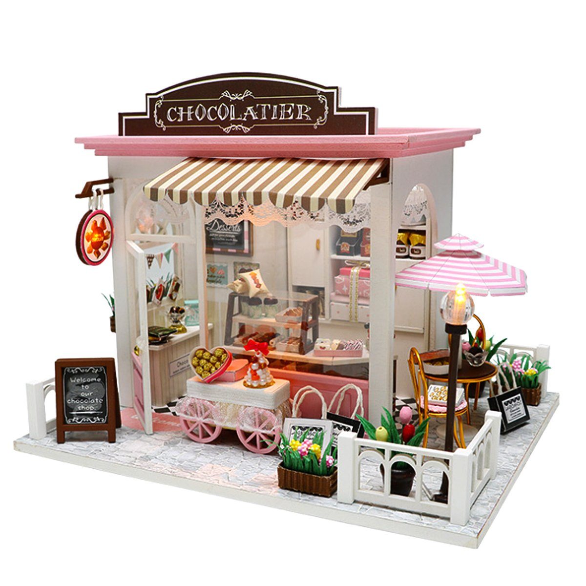 Insma Puppenhaus, (1-tlg), Puppenhaus Miniatur DIY Kit Holz Spielzeug  Cottage Möbel Schokoladenhaus Wohnzimmer mit LED Lichter online kaufen |  OTTO