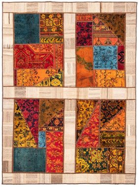 Teppich Patchwork - 221 x 161 cm - mehrfarbig, morgenland, rechteckig, Höhe: 7 mm, Wohnzimmer, Handgeknüpft, Einzelstück mit Zertifikat