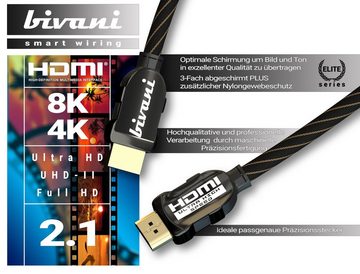 bivani Certified 8K Ultra High-Speed HDMI 2.1a Kabel HDMI-Kabel, HDMI Typ A, HDMI (100 cm), 48 Gbps, Zertifiziert, bis 10K, 8K@60HZ, 4K@120HZ, HDR10+, eARC, VRR, HDCP, CEC, Highspeed Ethernet, PS5 & Xbox Series X Ready