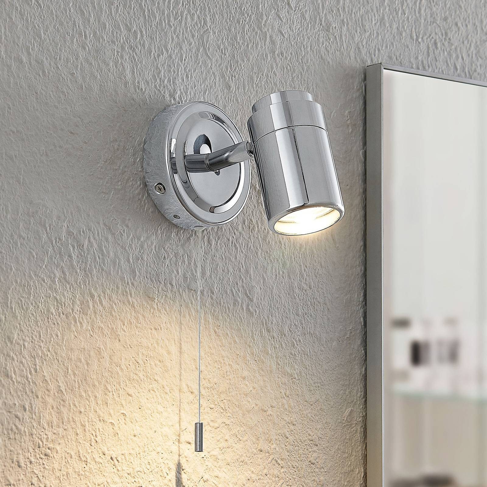 Lindby Wandleuchte Remilan, LED, Metall, Chrom IP44, 1 x 10 W LED