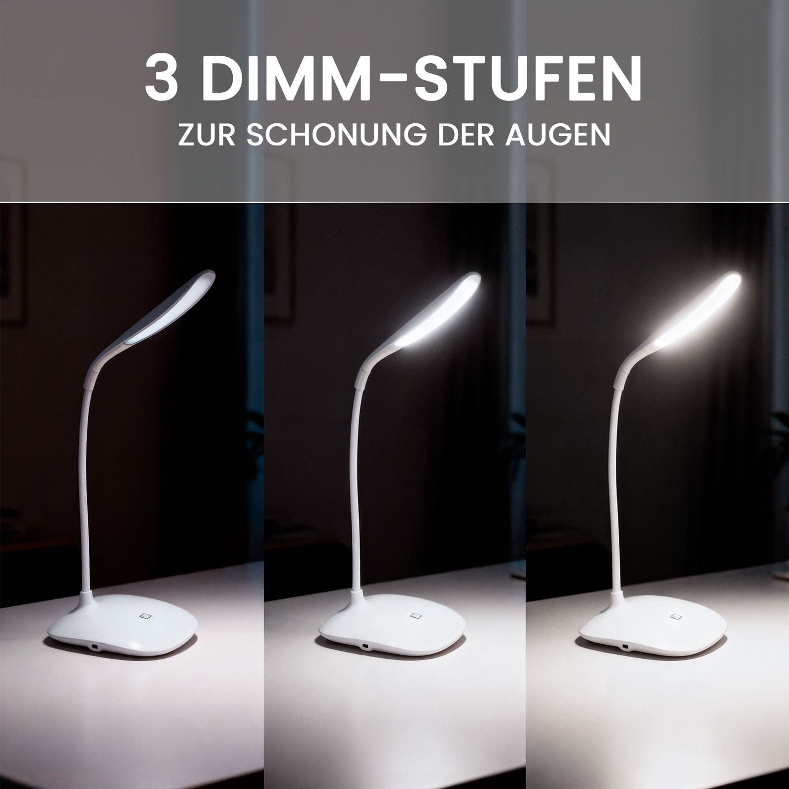 EAXUS LED Schreibtischlampe Tischleuchte flexibel biegbar, 3 Helligkeitsstu günstig online kaufen