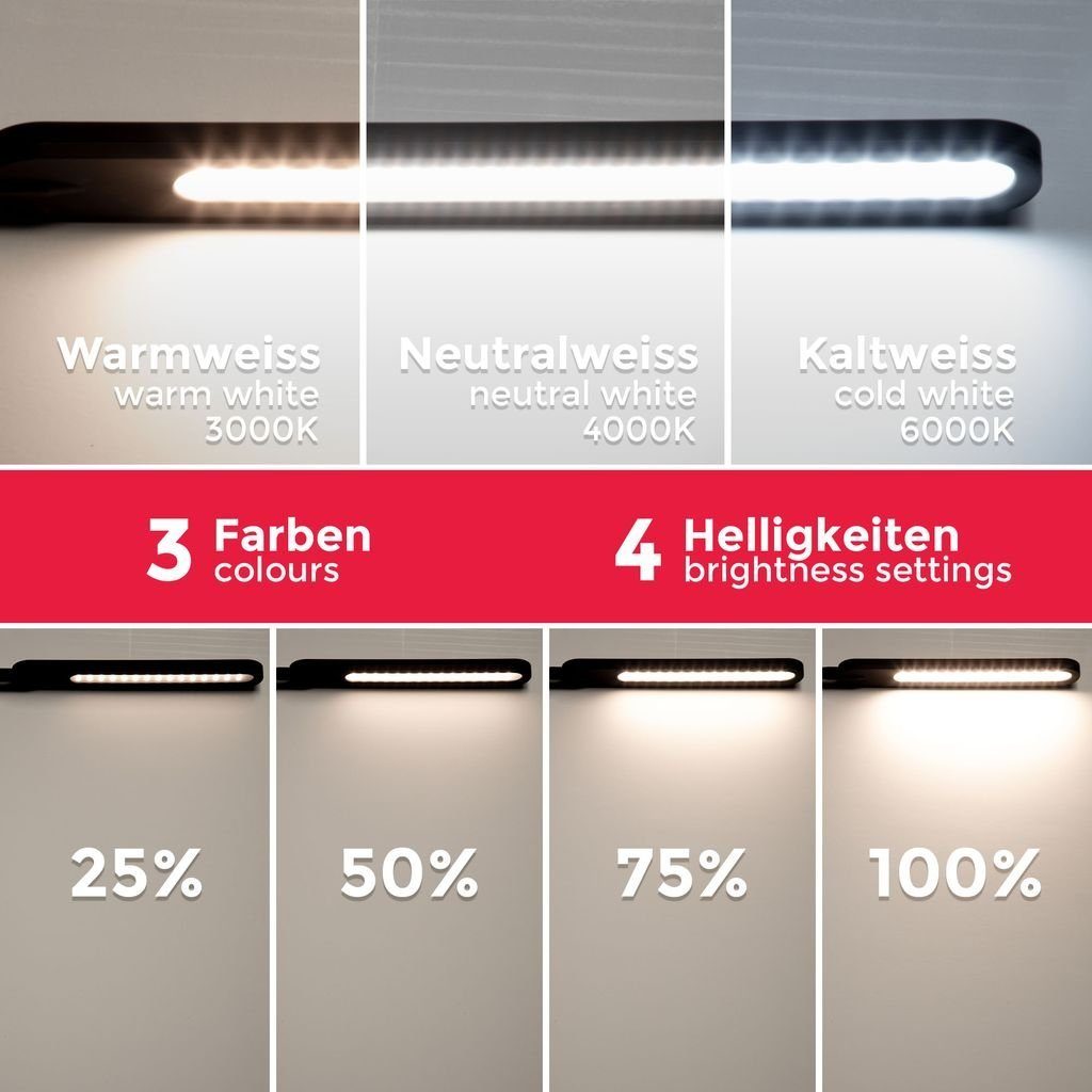 B.K.Licht Stehlampe LED Stehleuchte Schwarz Dimmbar 8W 600lm Touch - BKL1453, LED fest integriert, CCT 3000K - 6500K Memory Funktion Leselampe