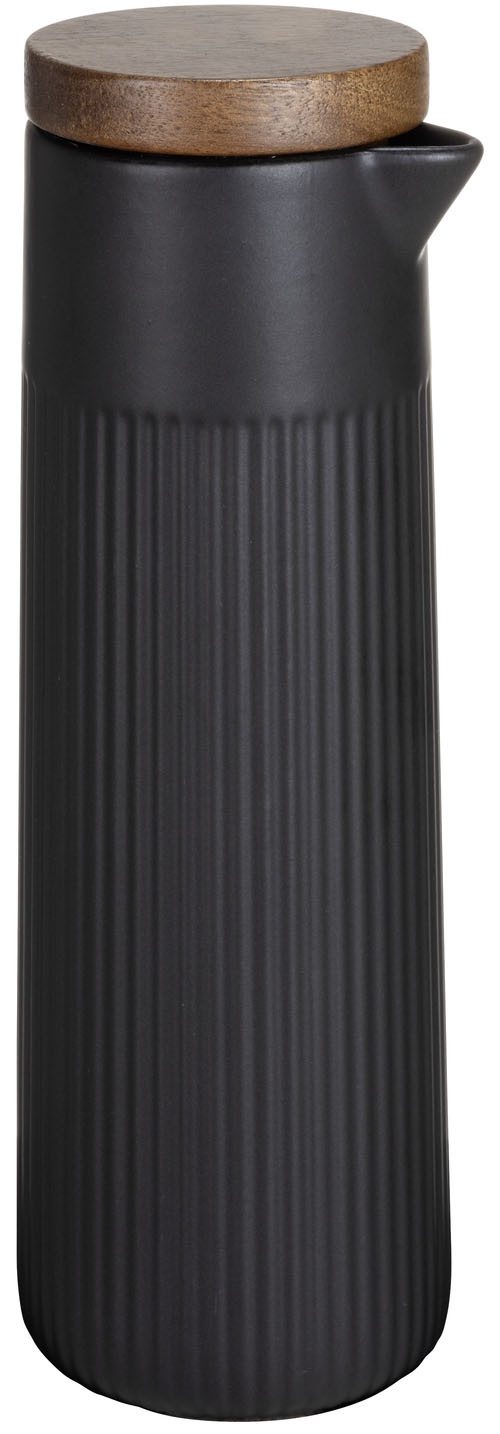 SCHÖNER WOHNEN-Kollektion Essigspender REFIA, (1-tlg), Öl- & Essigspender, Ölkaraffe aus Keramik, Akazienholzdeckel, 350 ml