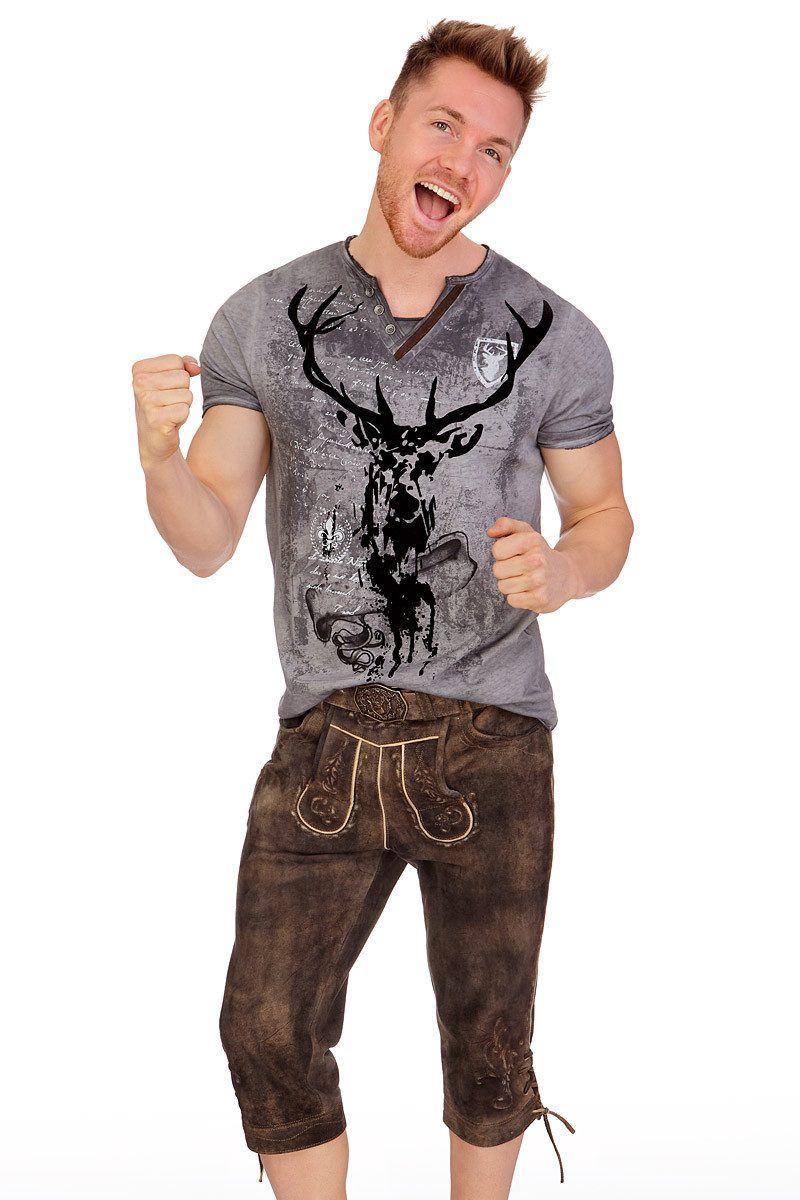 Hangowear Trachtenshirt Trachtenshirt Herren - ELVIS - grau – Bild 4 von 5