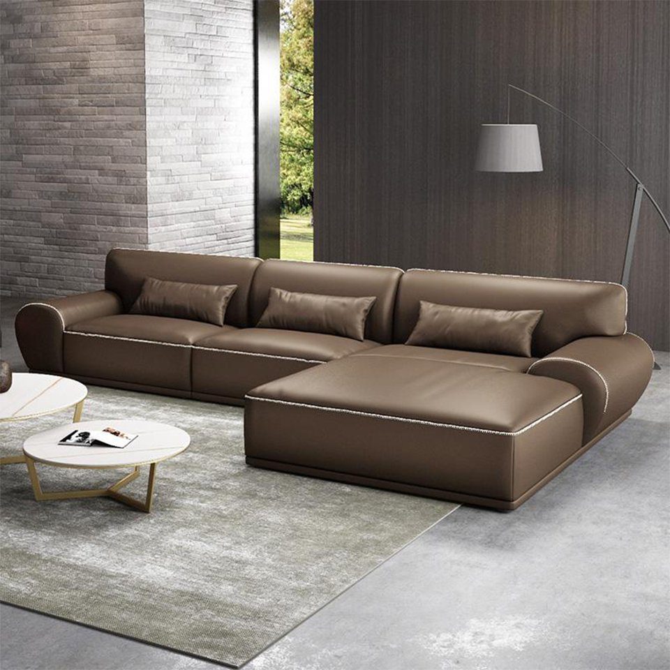 Braun JVmoebel Ecksofa Esk Ecksofa, Sofas Wohnlandschaft L-form Modern Couch Ledersofa Design