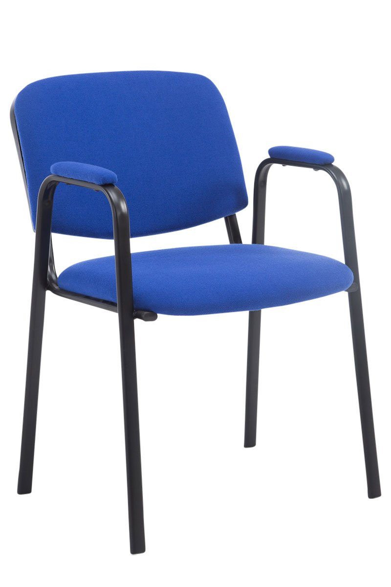 TPFLiving Besucherstuhl Keen mit hochwertiger Polsterung - Konferenzstuhl (Besprechungsstuhl - Warteraumstuhl - Messestuhl), Gestell: Metall schwarz - Sitzfläche: Stoff blau
