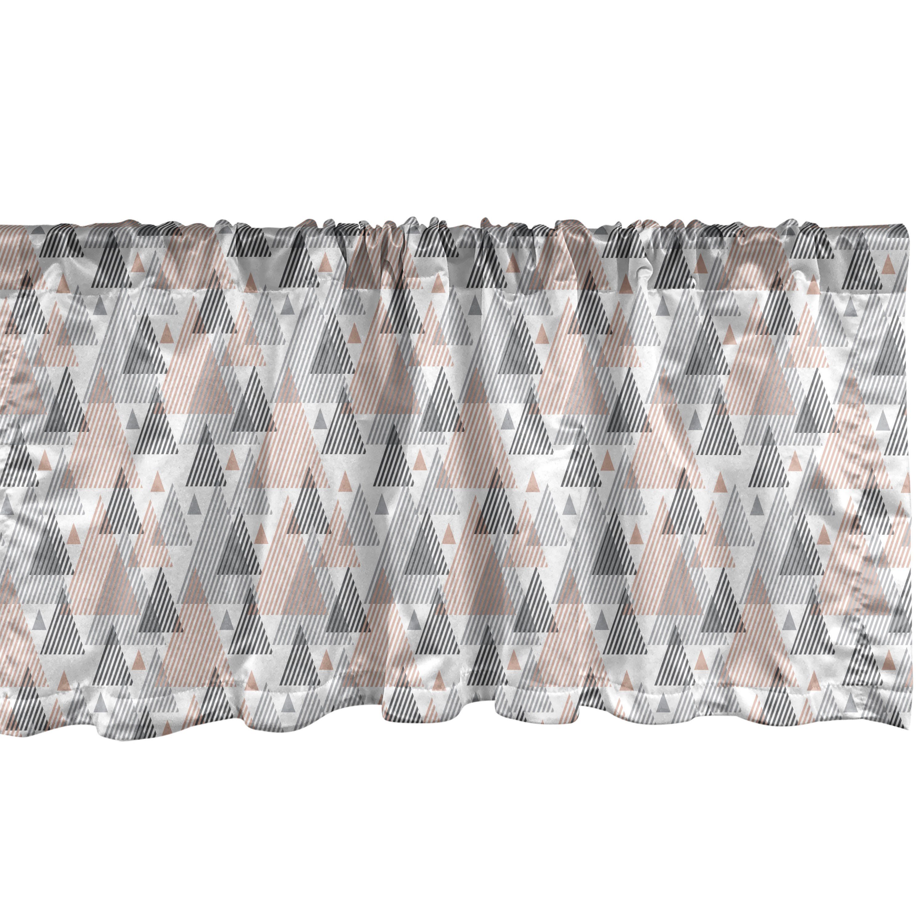 Scheibengardine Vorhang Volant für Küche Schlafzimmer Dekor mit Stangentasche, Abakuhaus, Microfaser, Abstrakt Grau gestreifte Triangles
