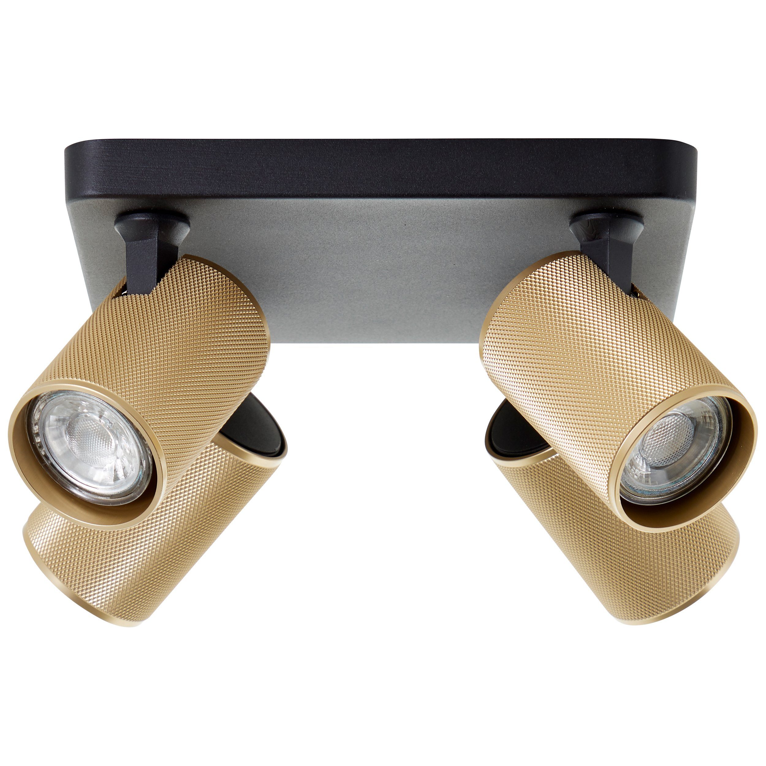 Brilliant Deckenstrahler Marty, LED wechselbar, Warmweiß, Spotplatte schwenkbar, 22 x 22 cm, GU10, 345lm, schwarz/matt gold