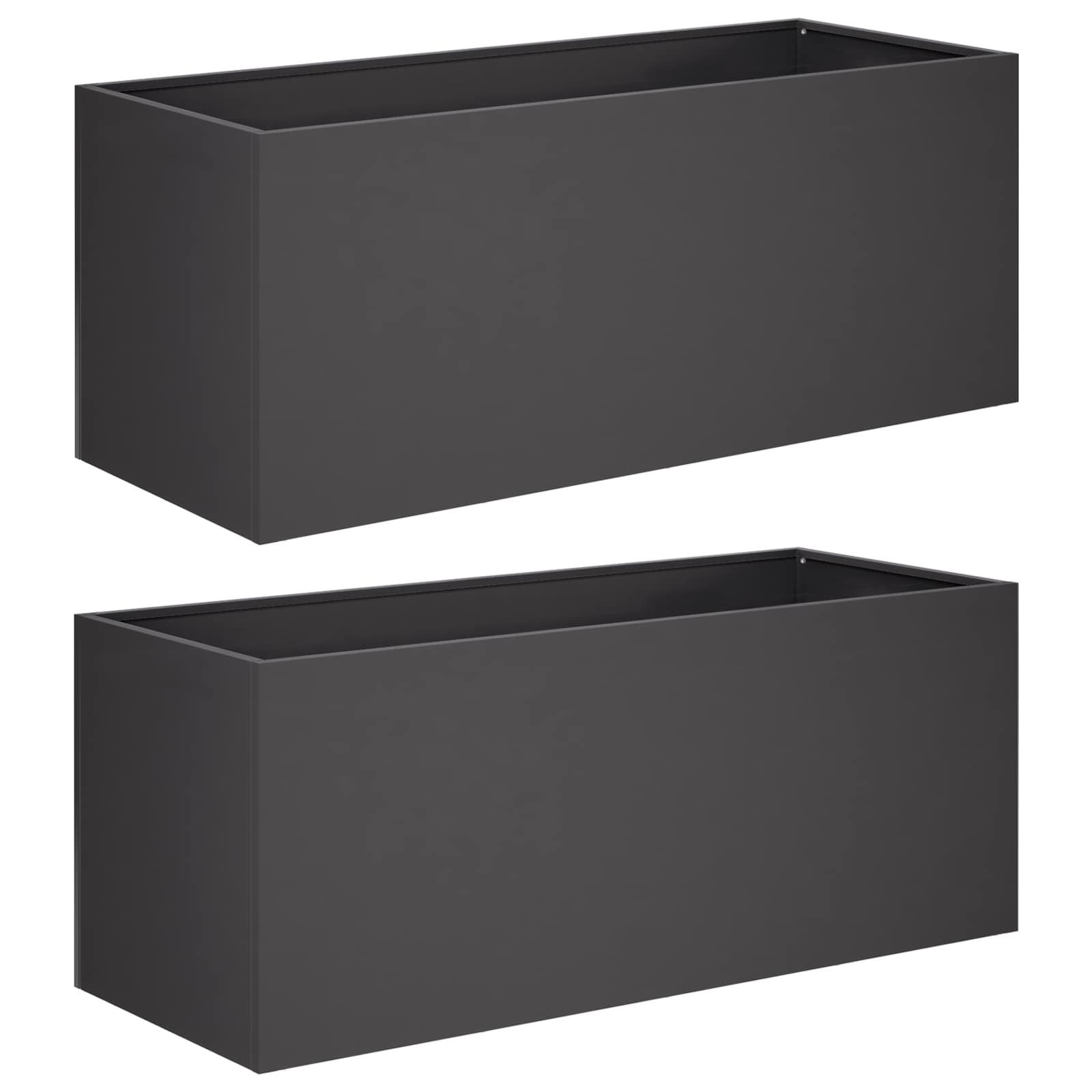 vidaXL Blumentopf Garten-Pflanzgefäß 2 stk. Schwarz 100 x 40 x 40 cm (2 St)