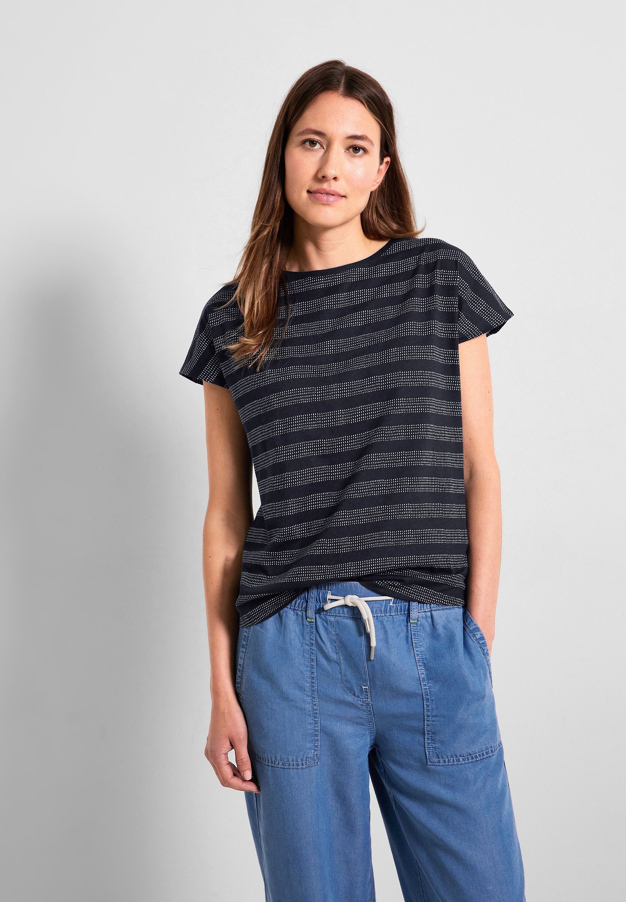 Cecil T-Shirt mit kurzen Ärmeln an überschnittener Schulter
