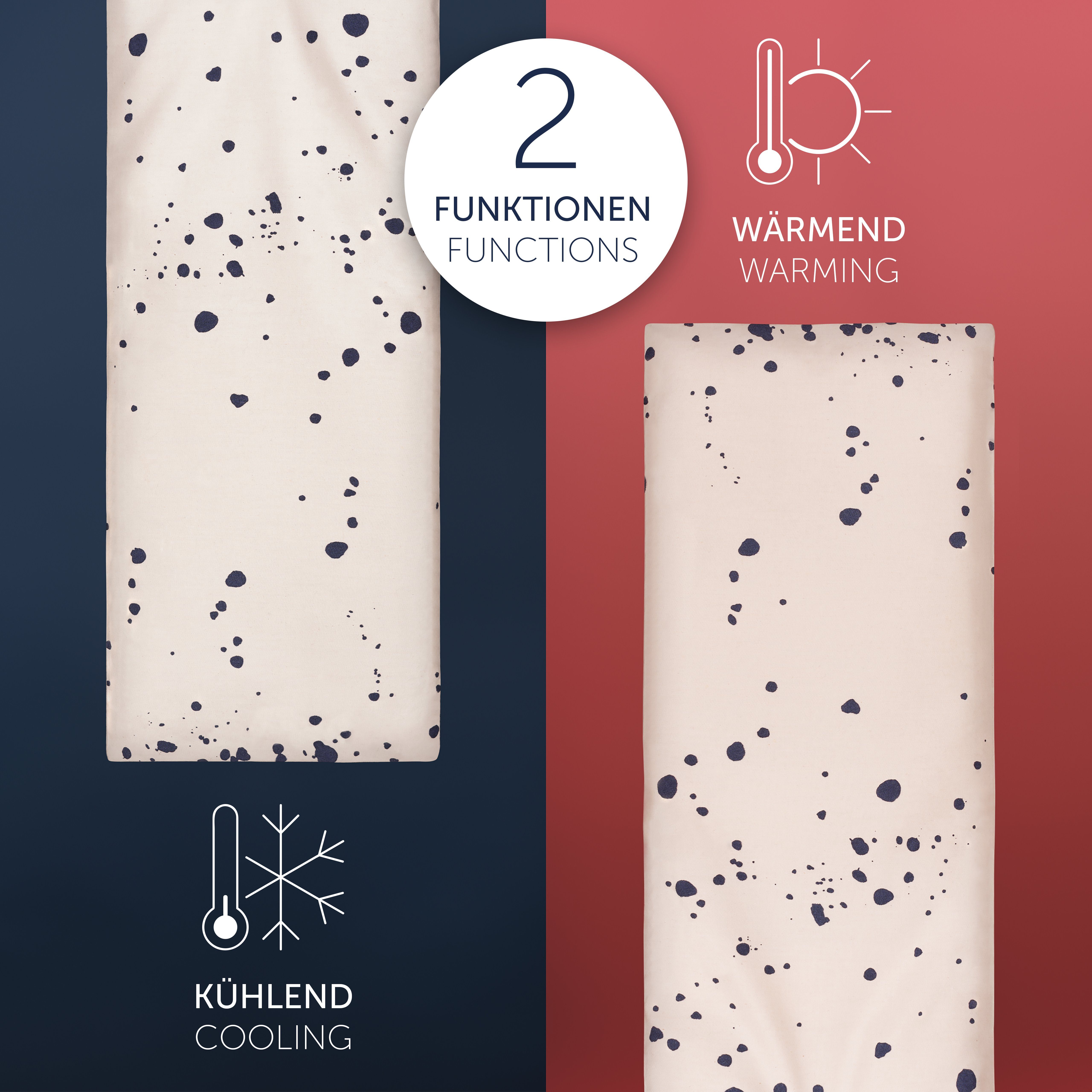 Blumtal Heat Pillow, Grain Pillow made of cotton - made of wheat grains, for back and neck, 50 x 20 cm