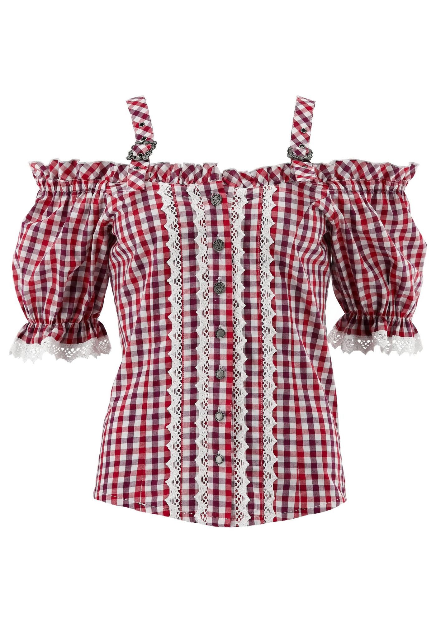 OS Trachten Trachtenbluse Batoya Tailliert, Träger mit Schnallen, 1/2-Arm, günstig online kaufen