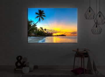 lightbox-multicolor LED-Bild Palmen am Strand front lighted / 60x40cm, Leuchtbild mit Fernbedienung