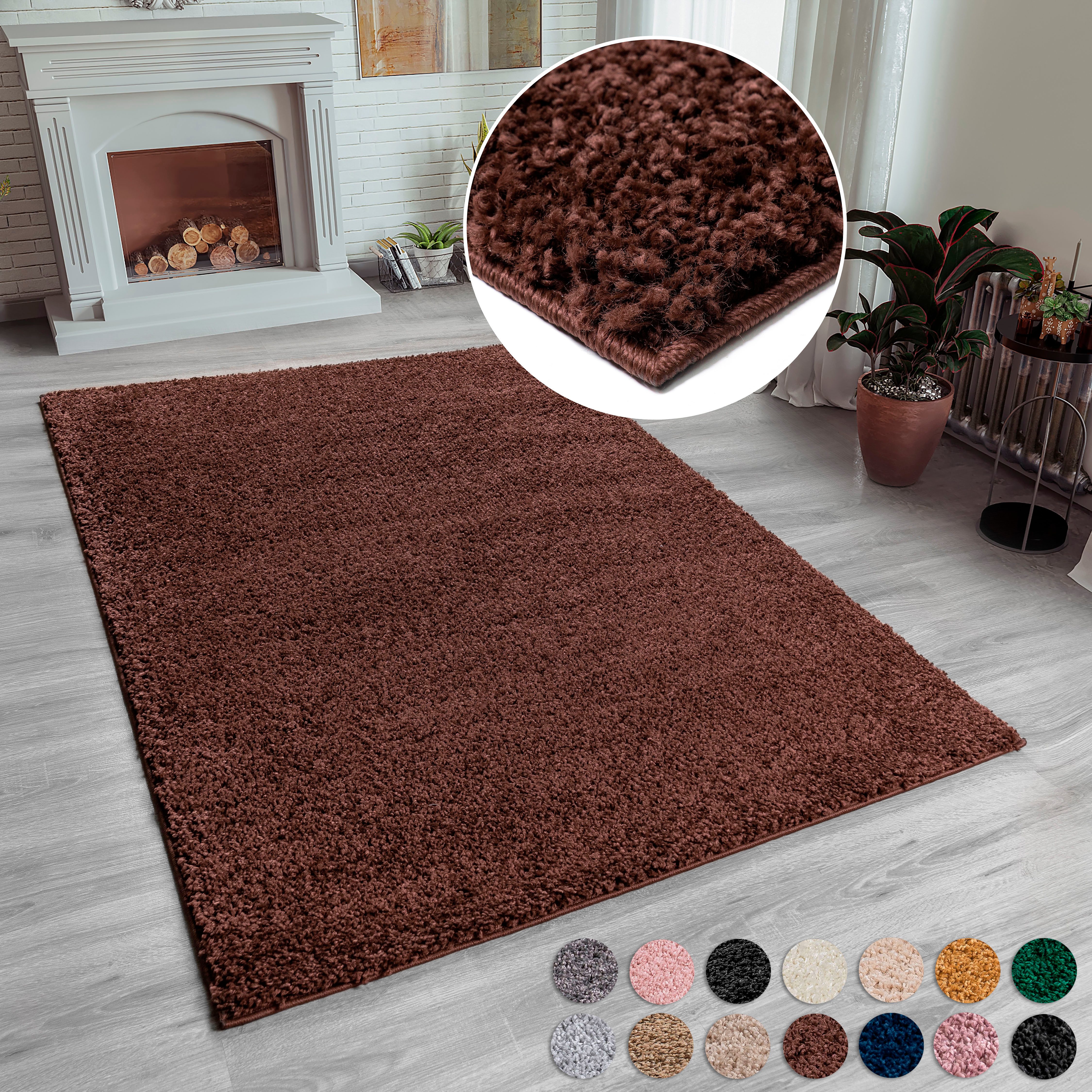 my home Hochflor-Teppich Shaggy 30, rechteckig, Höhe: 30 mm, Teppich, Uni F günstig online kaufen