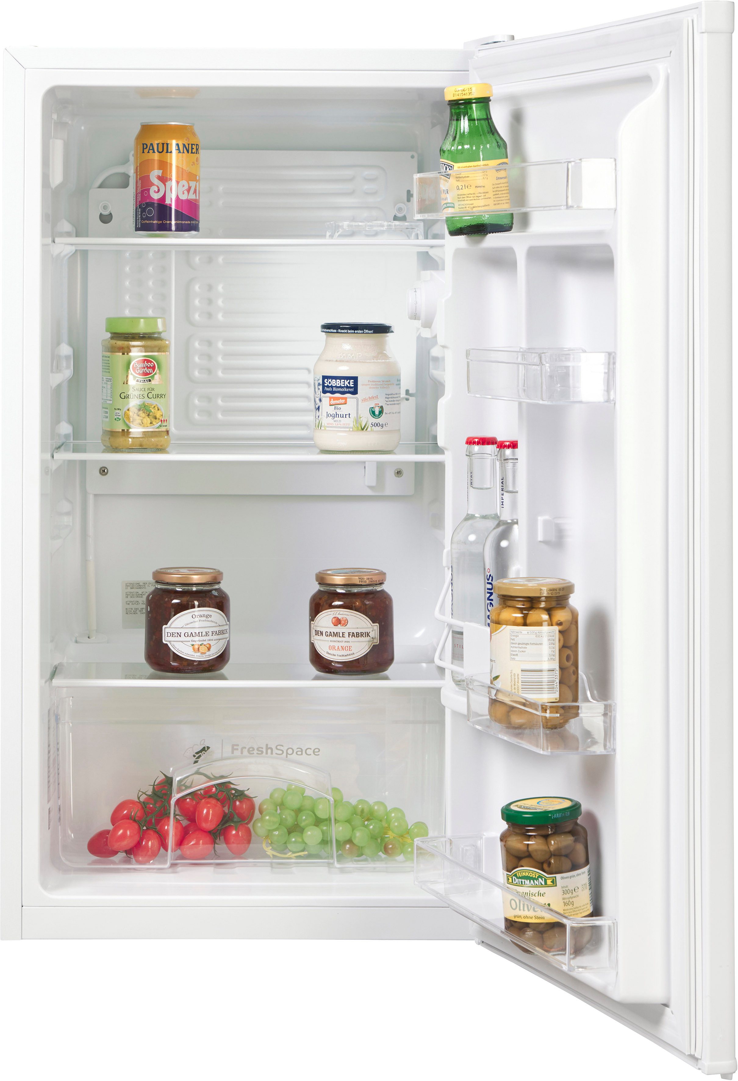 Privileg Kühlschrank PR48RM 112W, 85 cm hoch, 47,5 cm breit, 88 L Kühlschrank – ideal für 1 Person oder als Zweitgerät