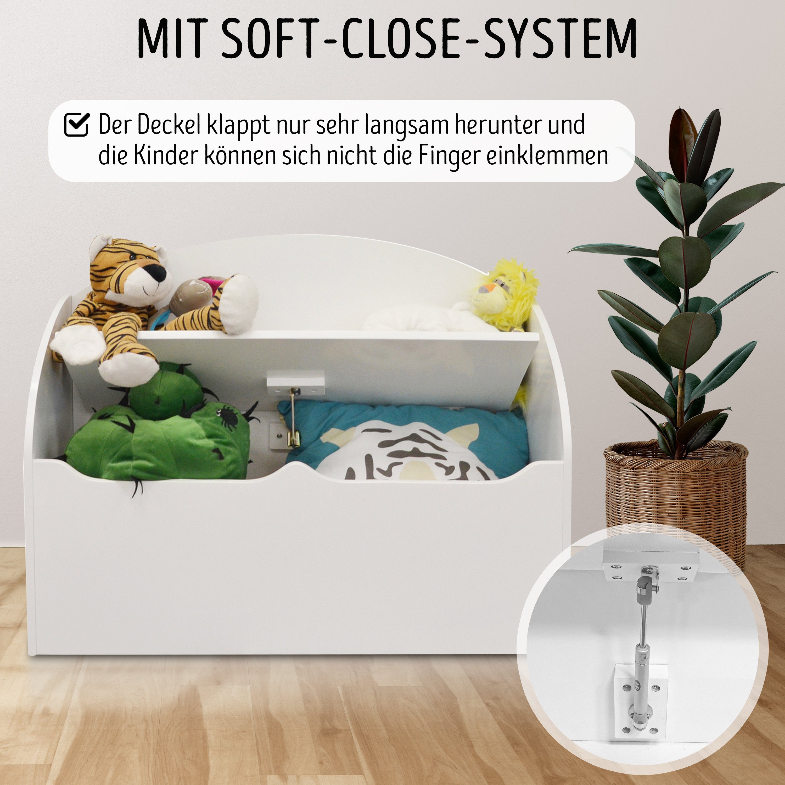 Kindermöbel KINDERBANK Soft-Close-System Truhe, Mit dem Close weiß Soft Stuhl Sitzbank habeig Bank