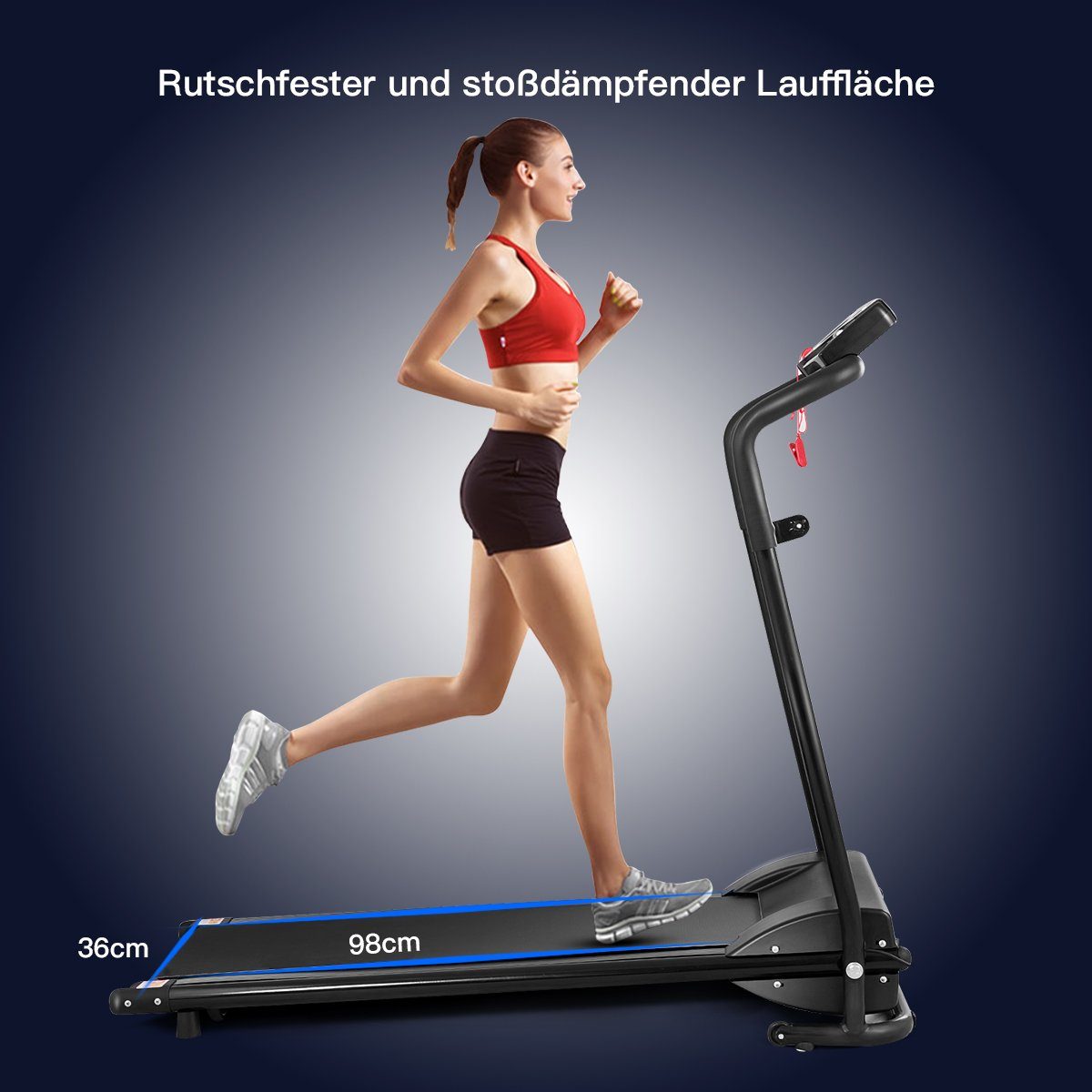 10KM/h Laufband Elektrisch Klappbar Heimtrainer walking Jogging pad LED Anzeige 
