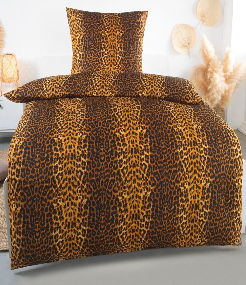 Dreamhome Bettwäsche 135x200 + 80x80 cm atmungsaktiver Bettbezug, Leopard Print, Für Allergiker geeignet, pflegeleicht, angenehm weicher Stoff