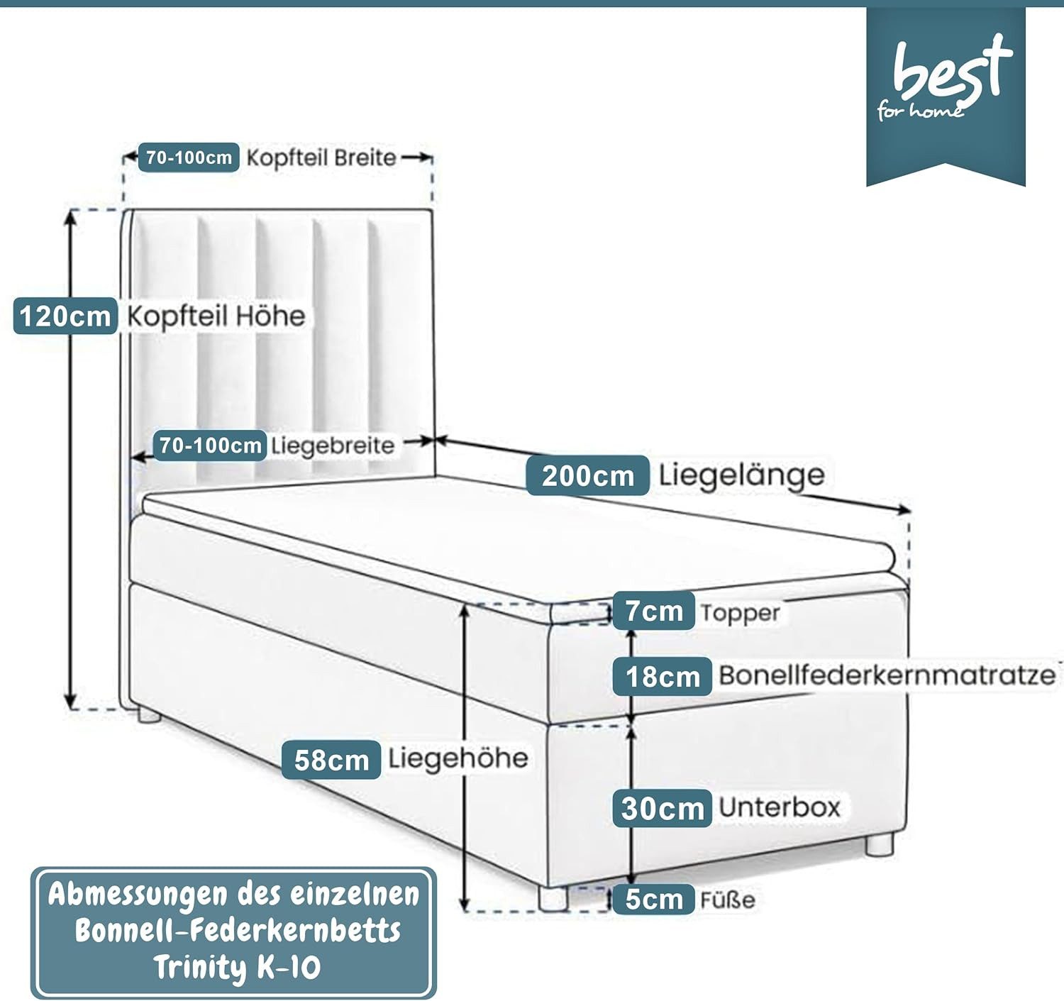Best for Home Boxspringbett Boxspringbett Trinity K-10 mit Bettkasten & 7 c günstig online kaufen