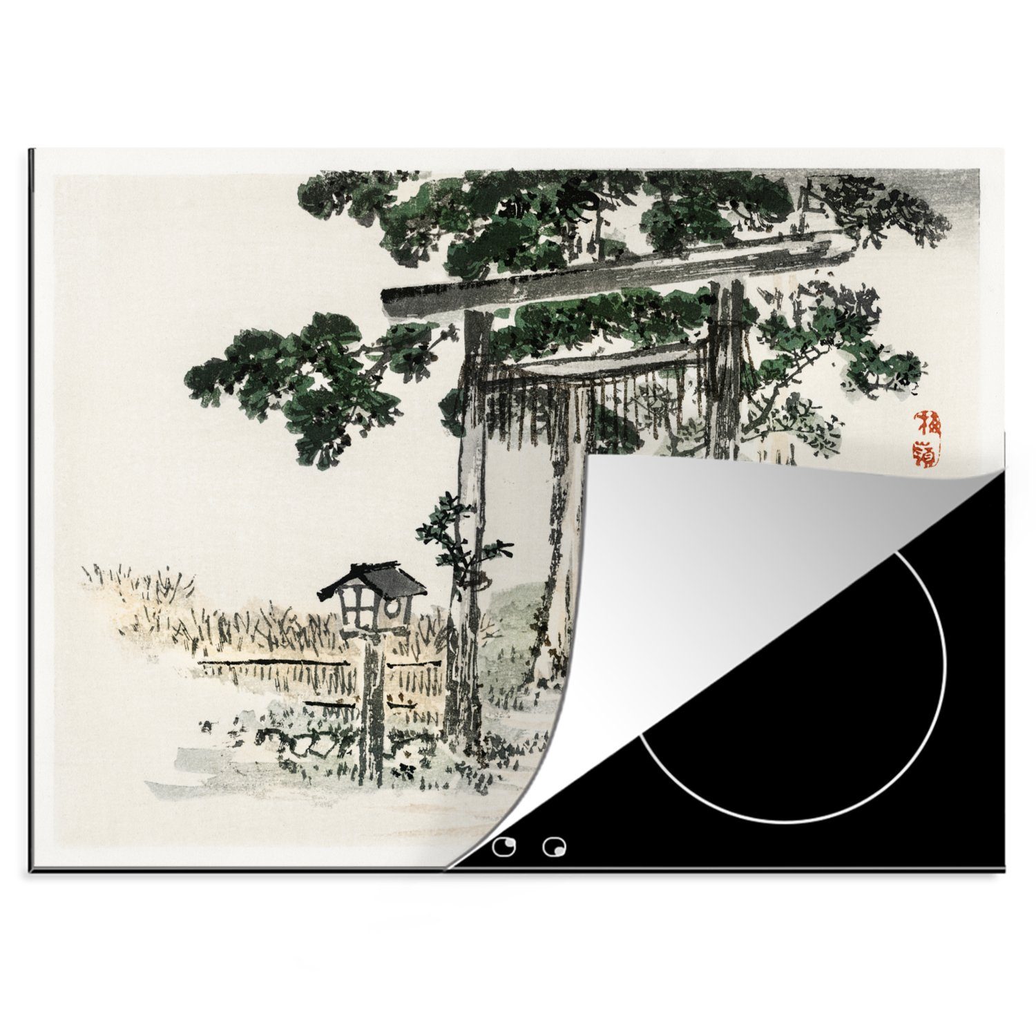 MuchoWow Herdblende-/Abdeckplatte Heiligtumstor - Kono Bairei, Vinyl, (1 tlg), 70x52 cm, Mobile Arbeitsfläche nutzbar, Ceranfeldabdeckung