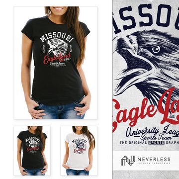 Neverless Print-Shirt Damen T-Shirt Adler Eagle Slim Fit Neverless® mit Print