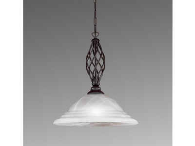 FISCHER & HONSEL LED Pendelleuchte, einflammig Landhaus-Stil mit Lampenschirm Glas - Designklassiker Hänge-Lampe Schwarz antik dimmbar für über Esstisch Esszimmer & Couch-Tisch Wohnzimmer