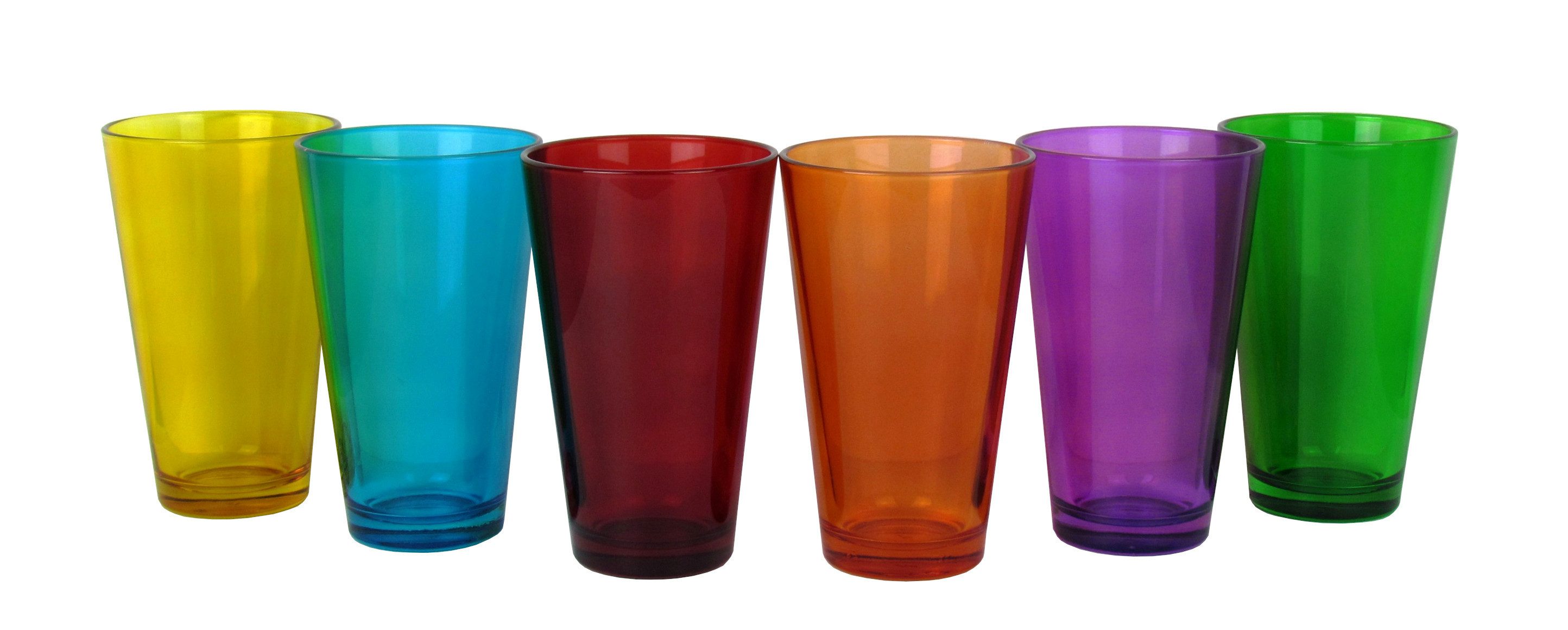 LAV Gläser-Set 6er Set á 320ml, 6 verschiedene Farben, spülmaschinengeeignet