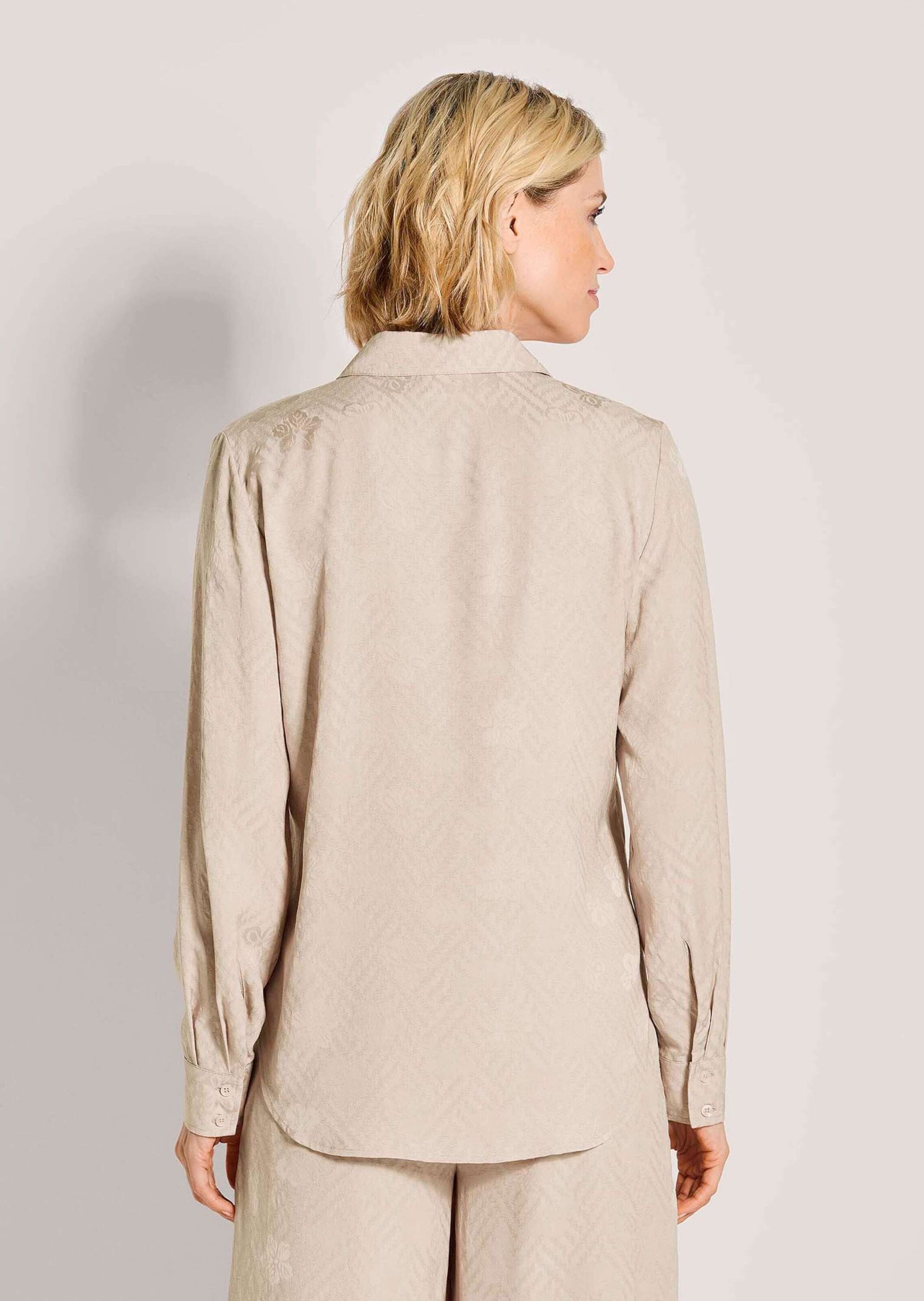 MADELEINE Hemdbluse Jacquardbluse mit zartem Muster Leichte Sommerbluse mit Hemdkragen, Knopfleiste und Langarm